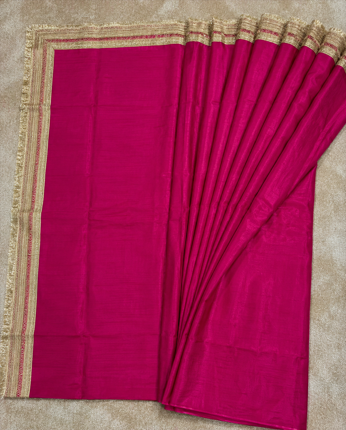 Magenta Saree with Broad Golden Lace