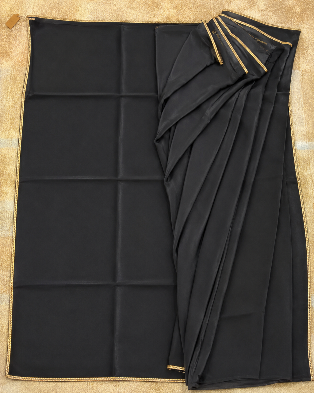 Classic Black Crepe Saree with Gold Border