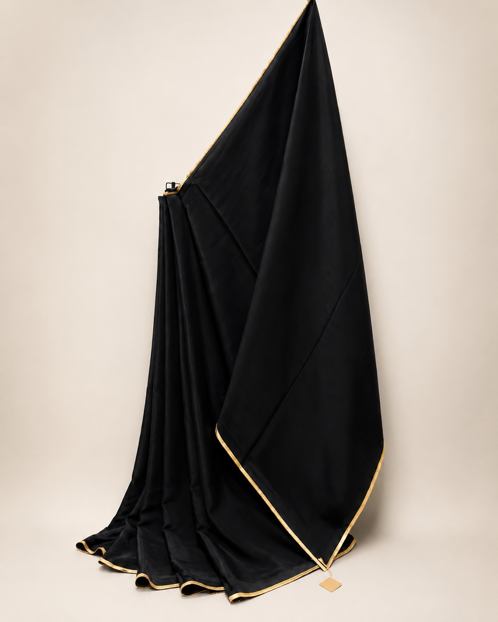 Classic Black Crepe Saree with Gold Border