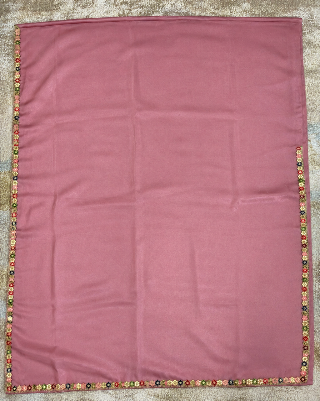 Dusty Rose Satin Saree with Flower Lace