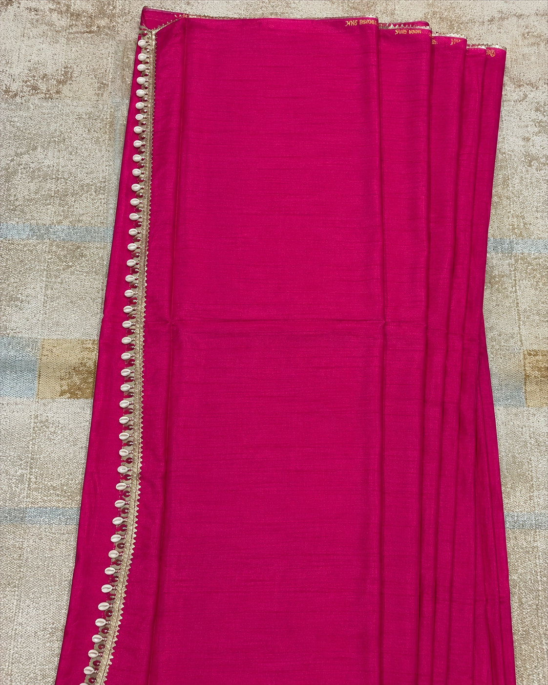 Magenta Saree with Gotta & Cowrie Shell Lace