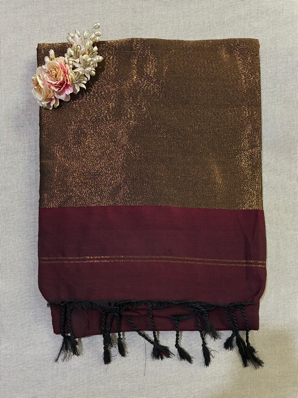 Nayantara Khadi Saree with Golden Aanchal