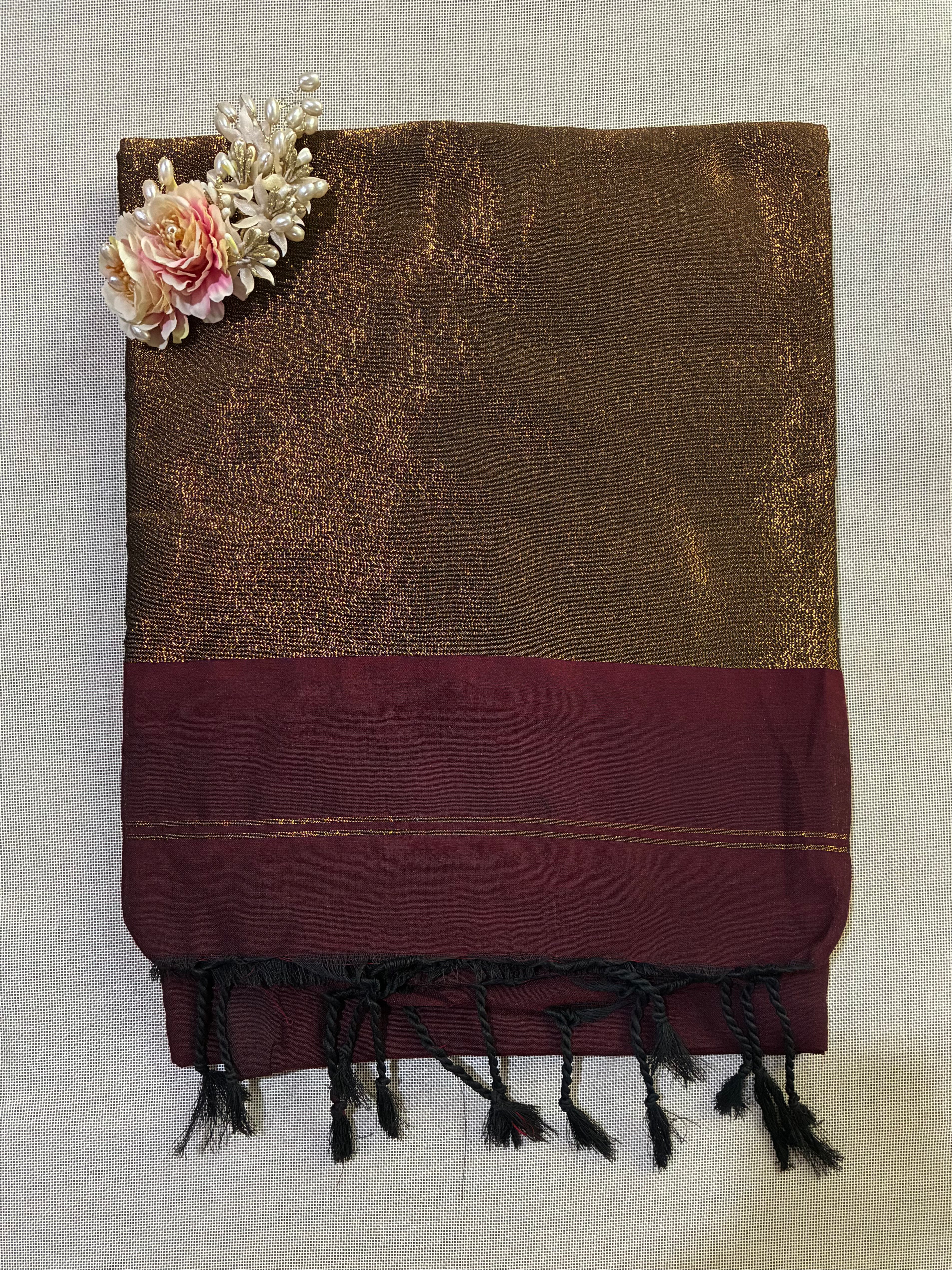 Nayantara Khadi Saree with Golden Aanchal