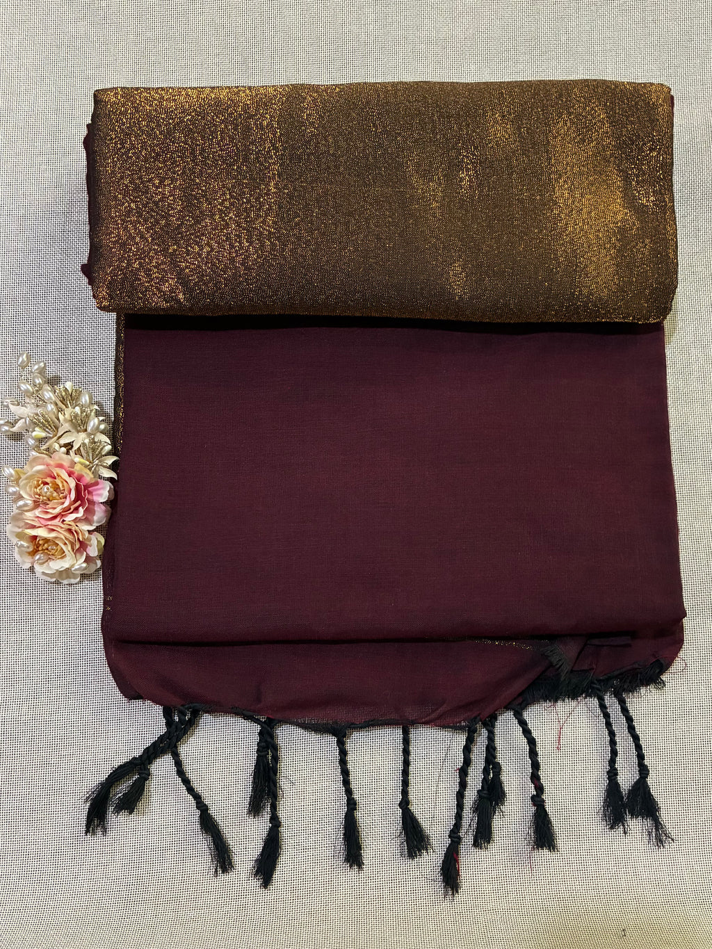 Nayantara Khadi Saree with Golden Aanchal