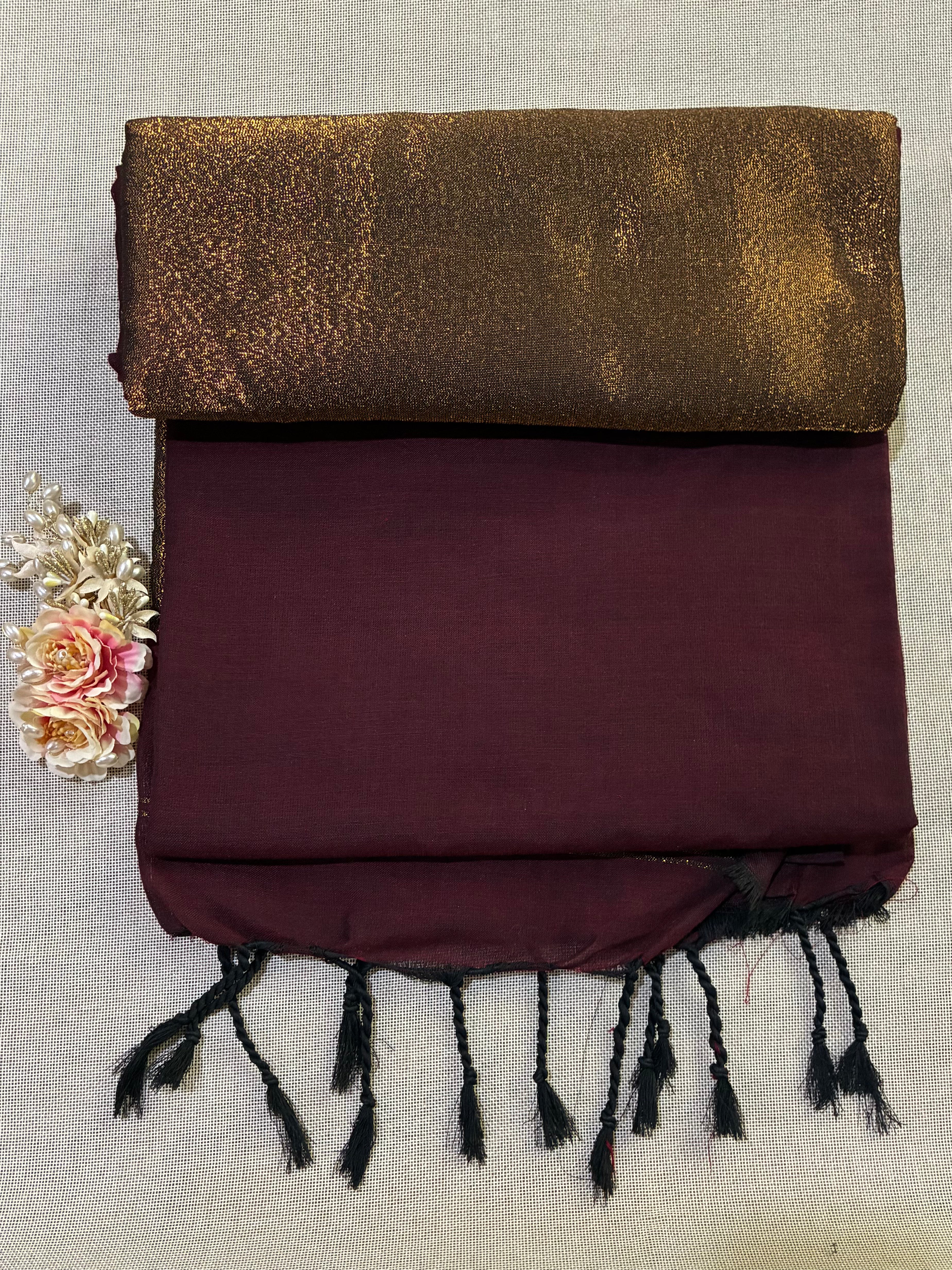 Nayantara Khadi Saree with Golden Aanchal