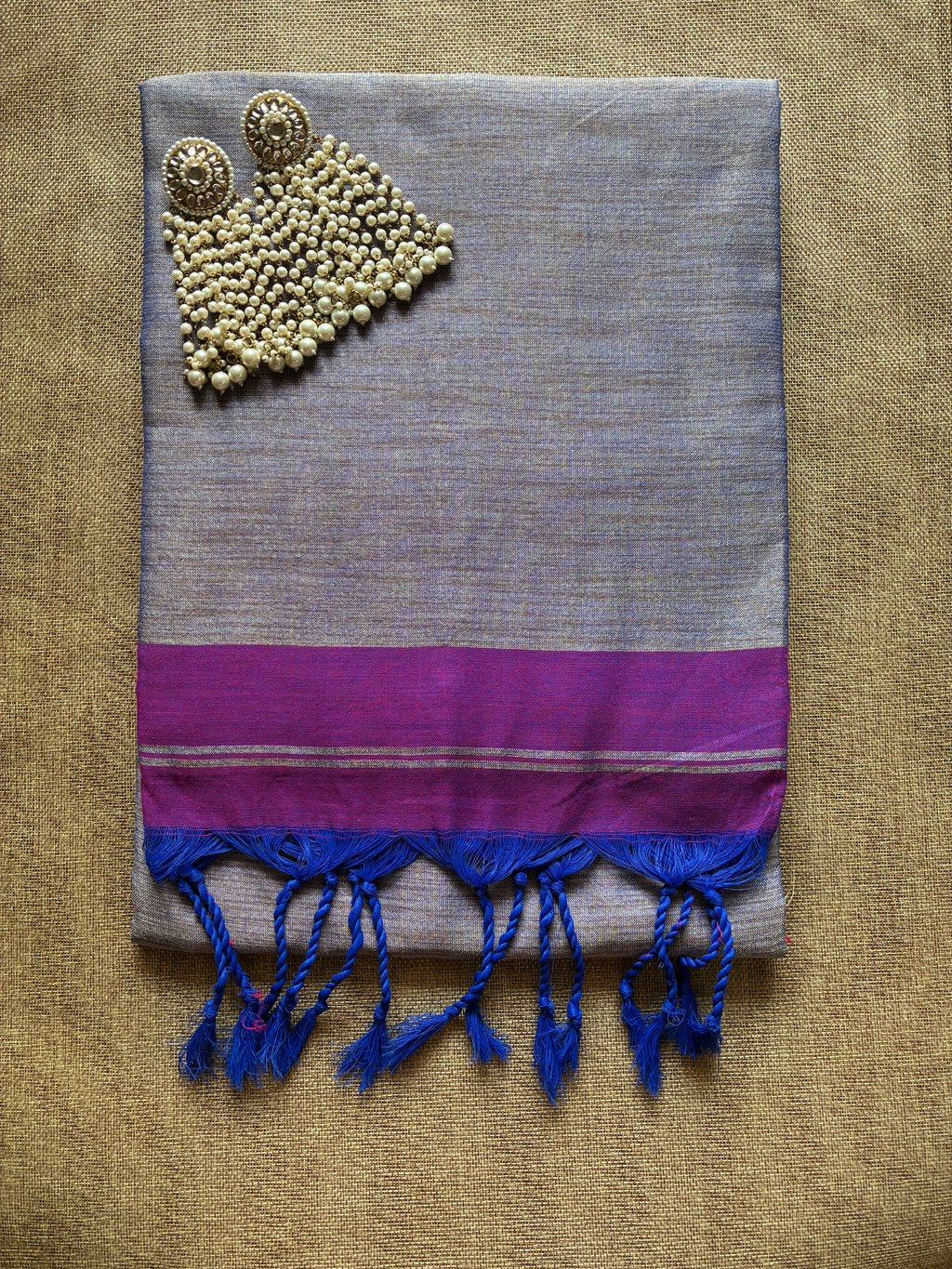 Royal Purple Color Khadi Saree