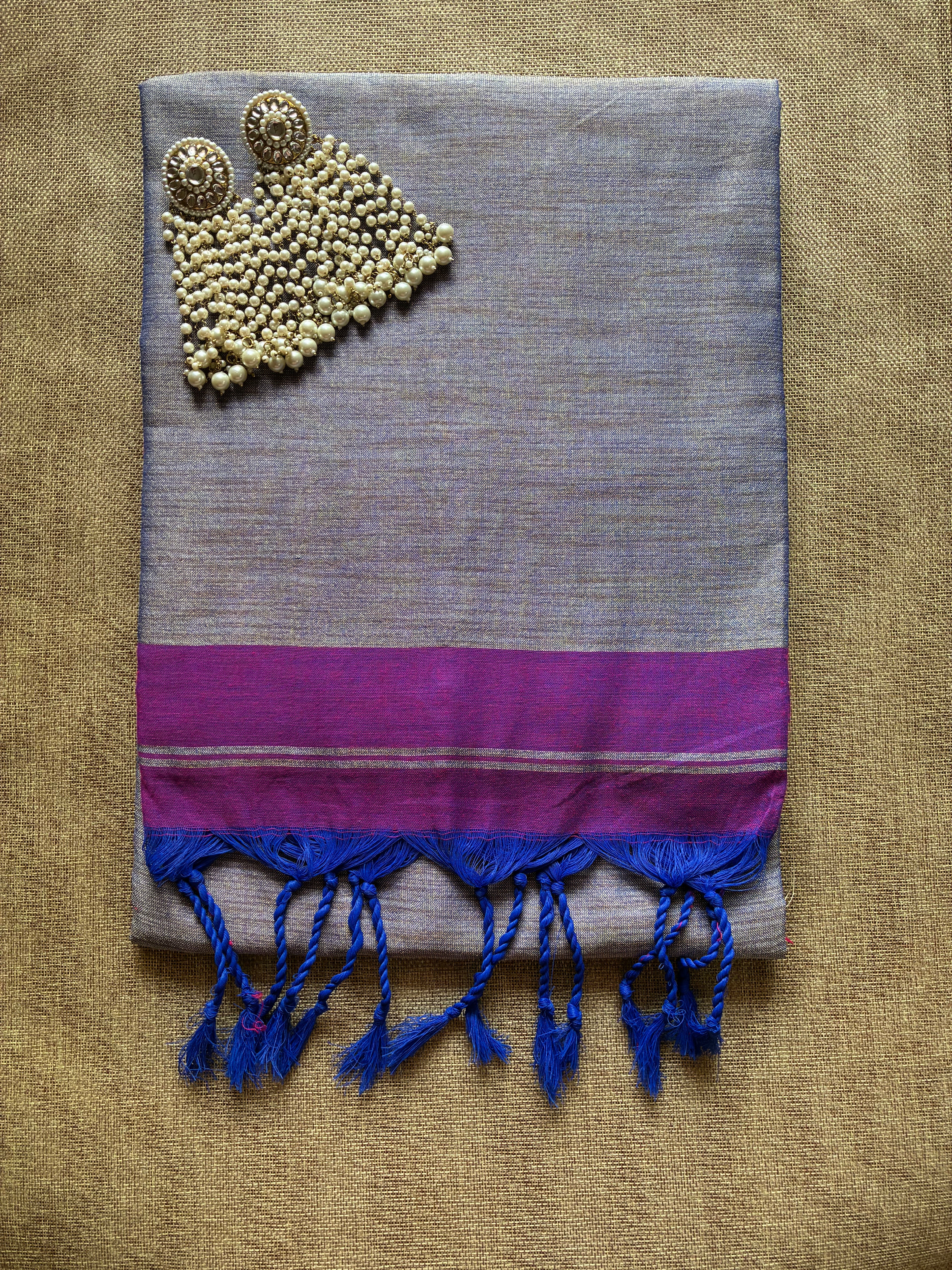 Royal Purple Color Khadi Saree