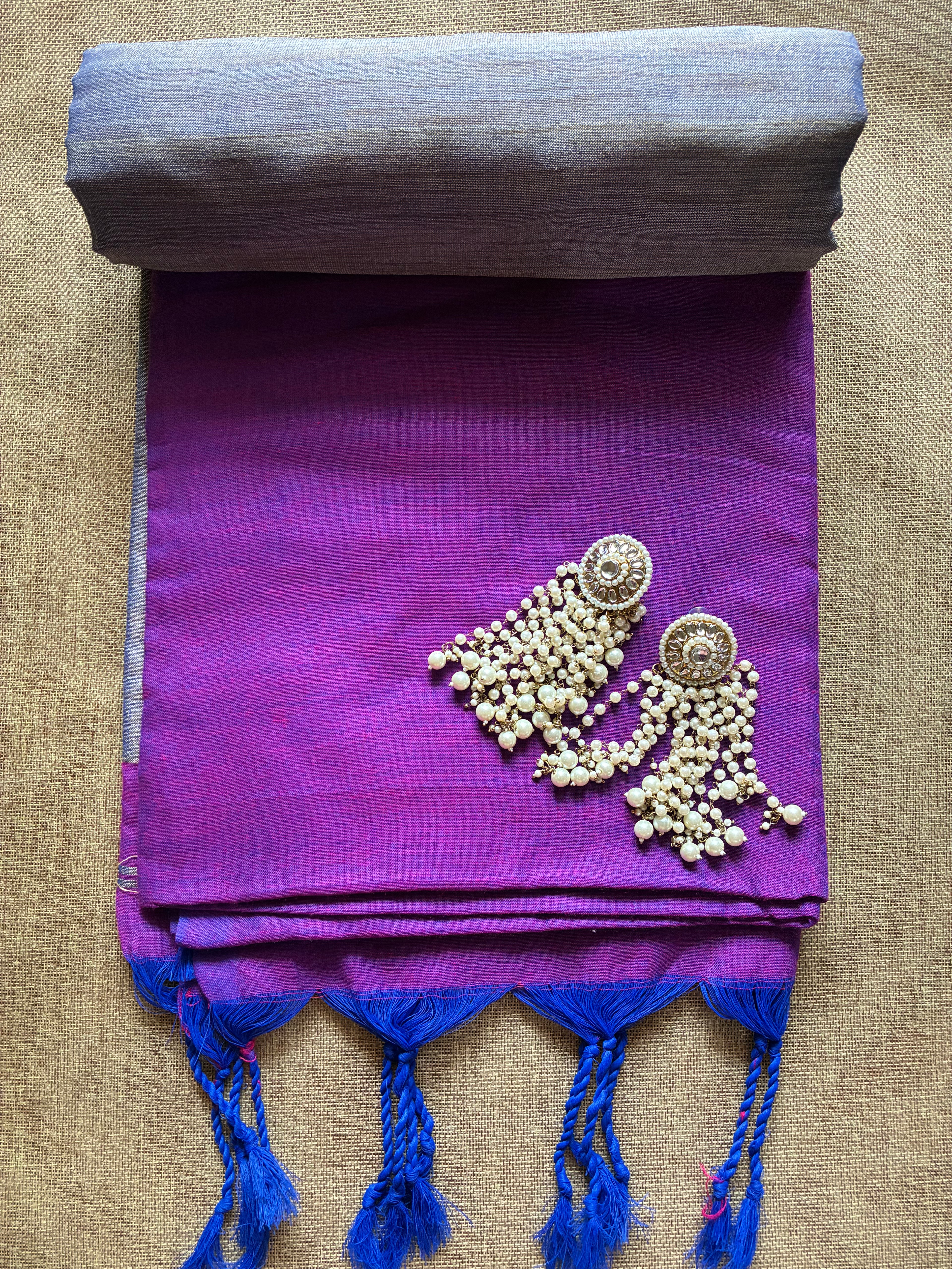 Royal Purple Color Khadi Saree
