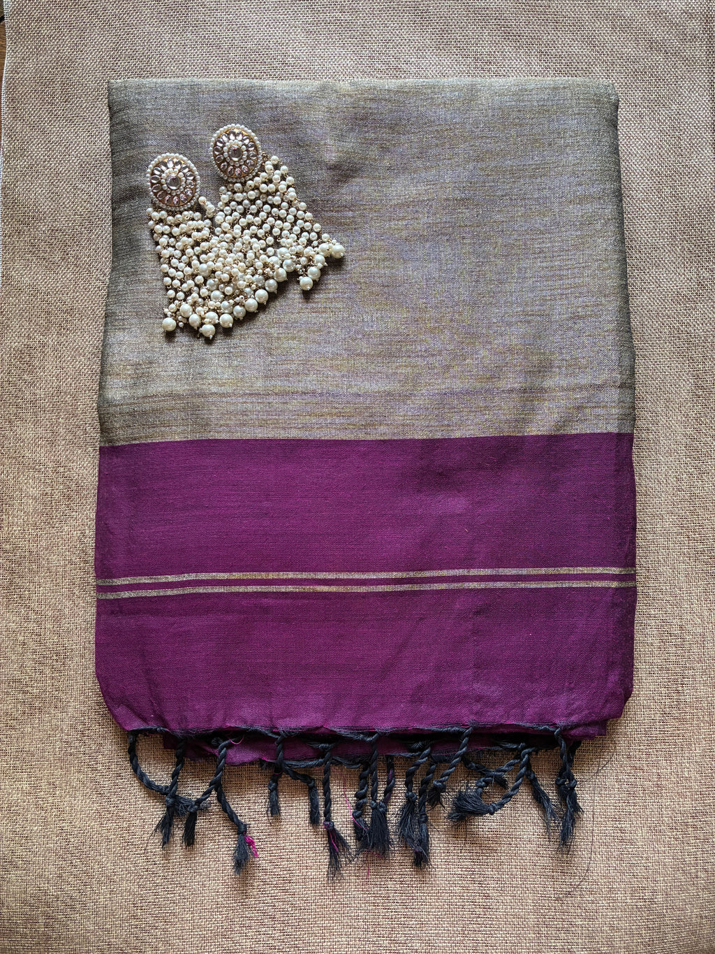 Wine Color Khadi Saree