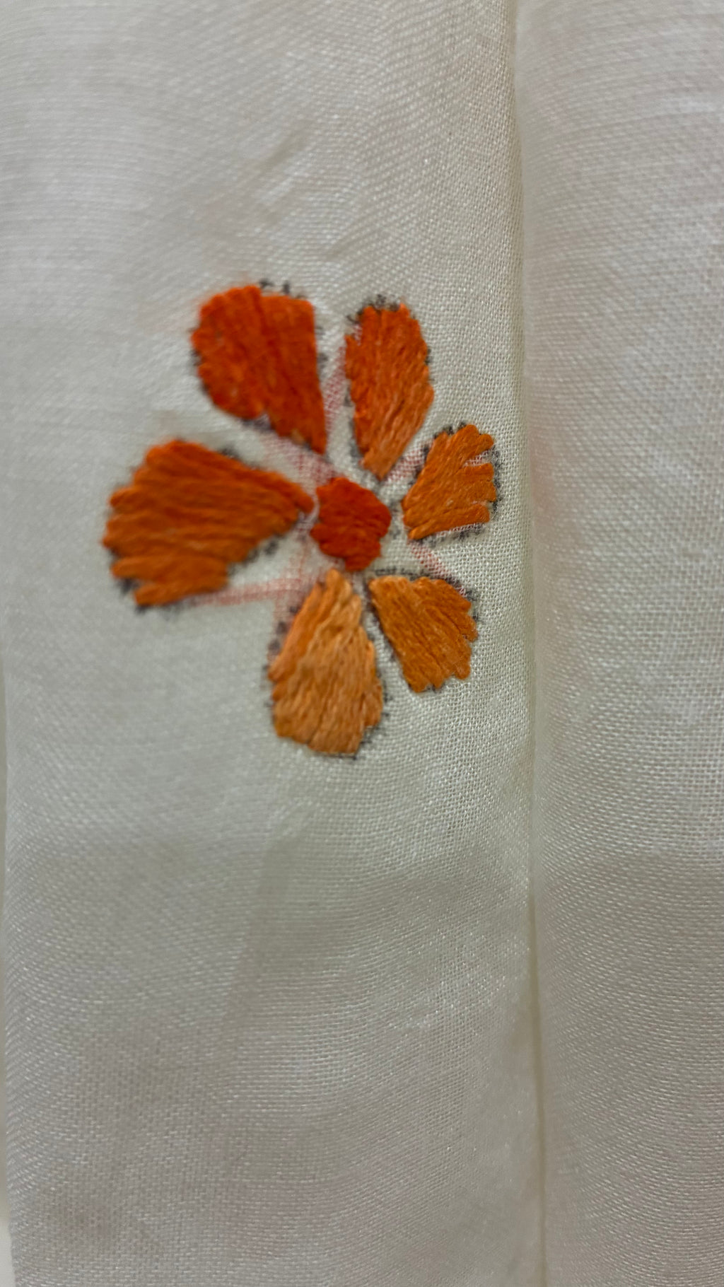 Off White Organdi Stitch Cotton Saree