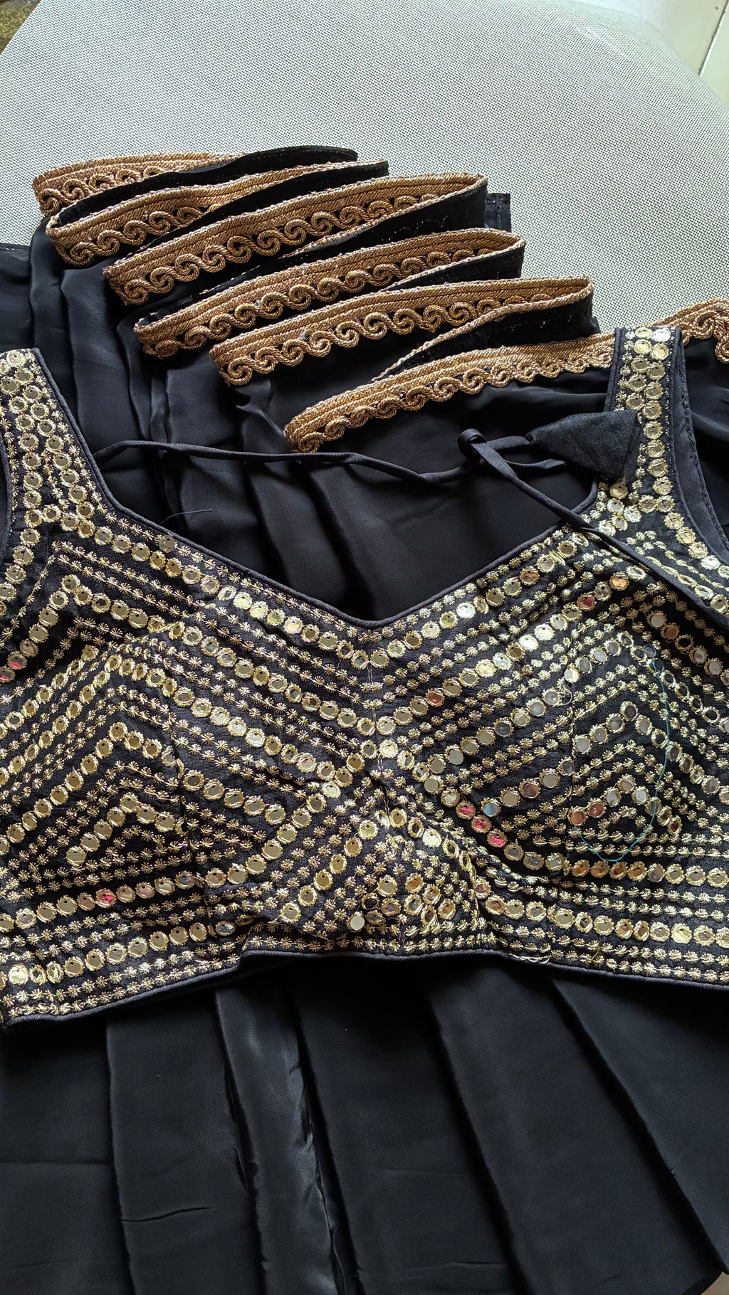 Classic Black Crepe Saree with Gold Zari Border