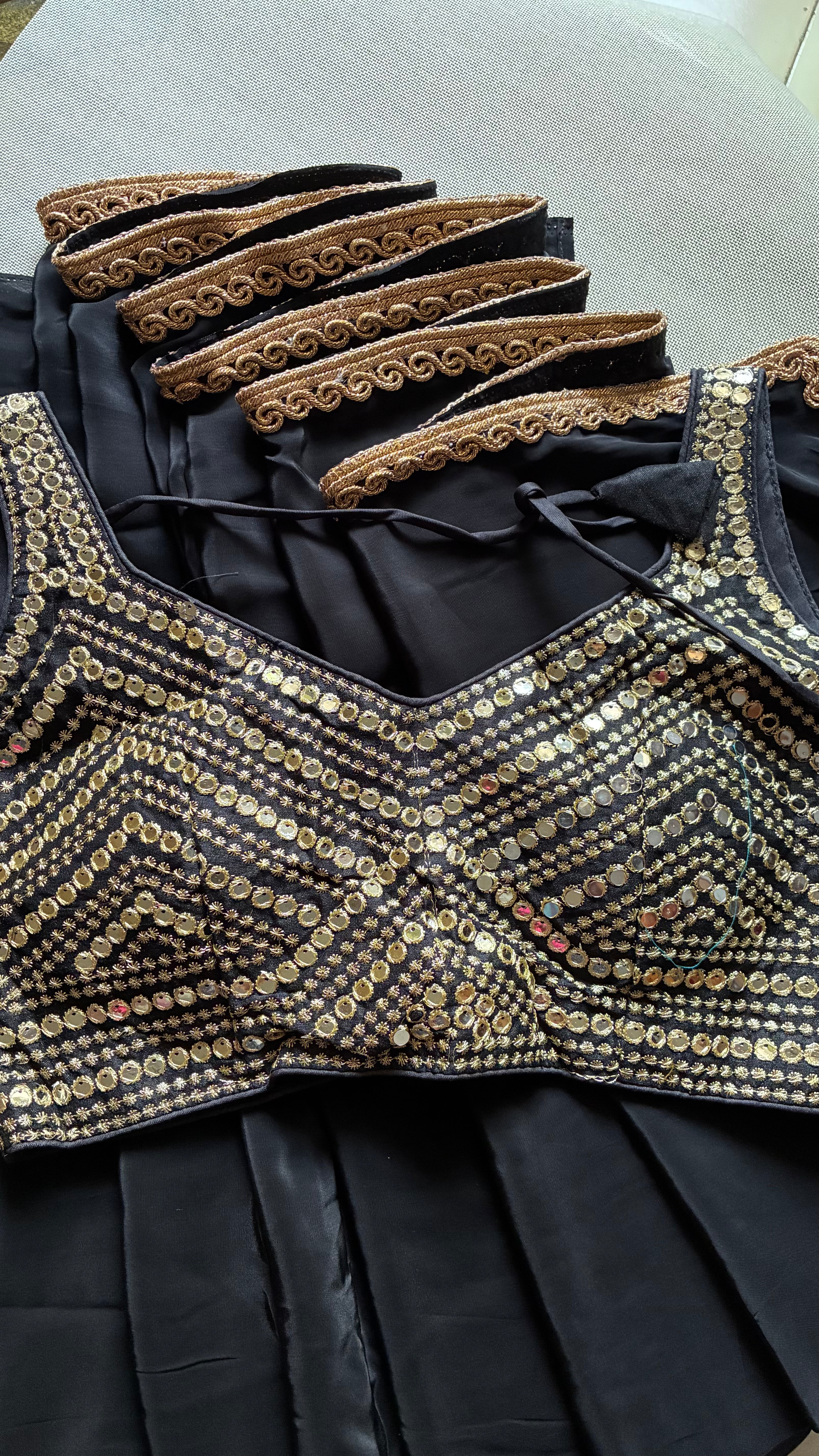 Classic Black Crepe Saree with Gold Zari Border