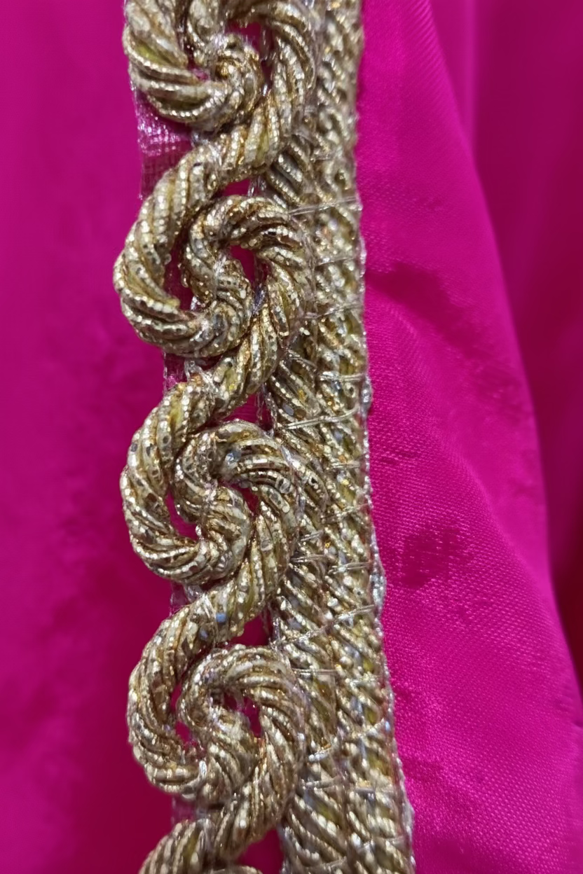 Magenta Saree with Golden Designer Lace