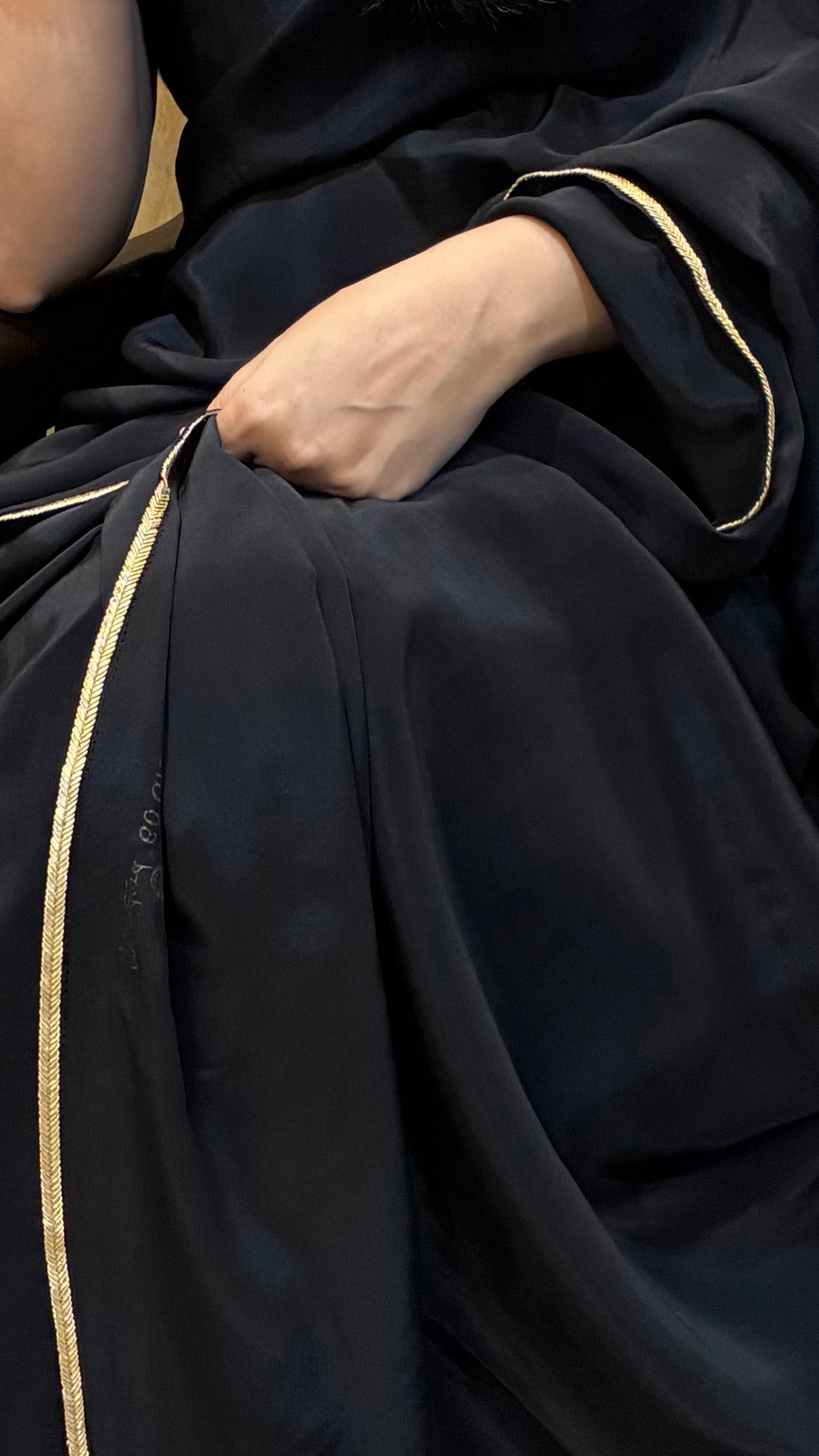 Classic Black Crepe Saree with Gold Border