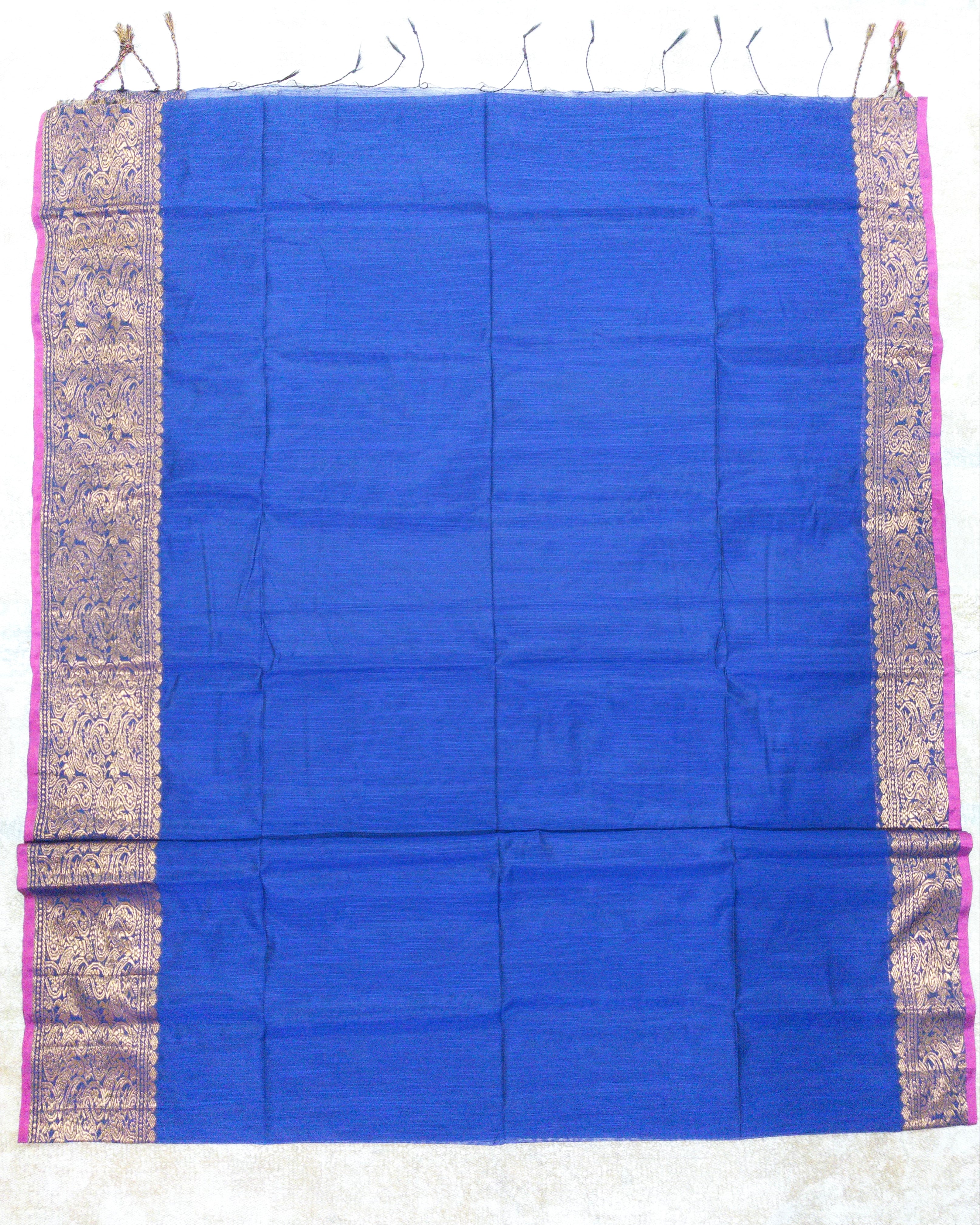 Deep Blue Viscose Saree with Banarsi Boarder