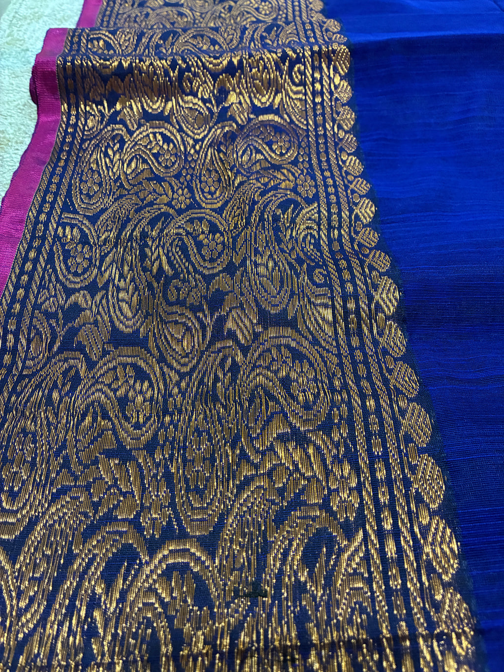 Deep Blue Viscose Saree with Banarsi Boarder