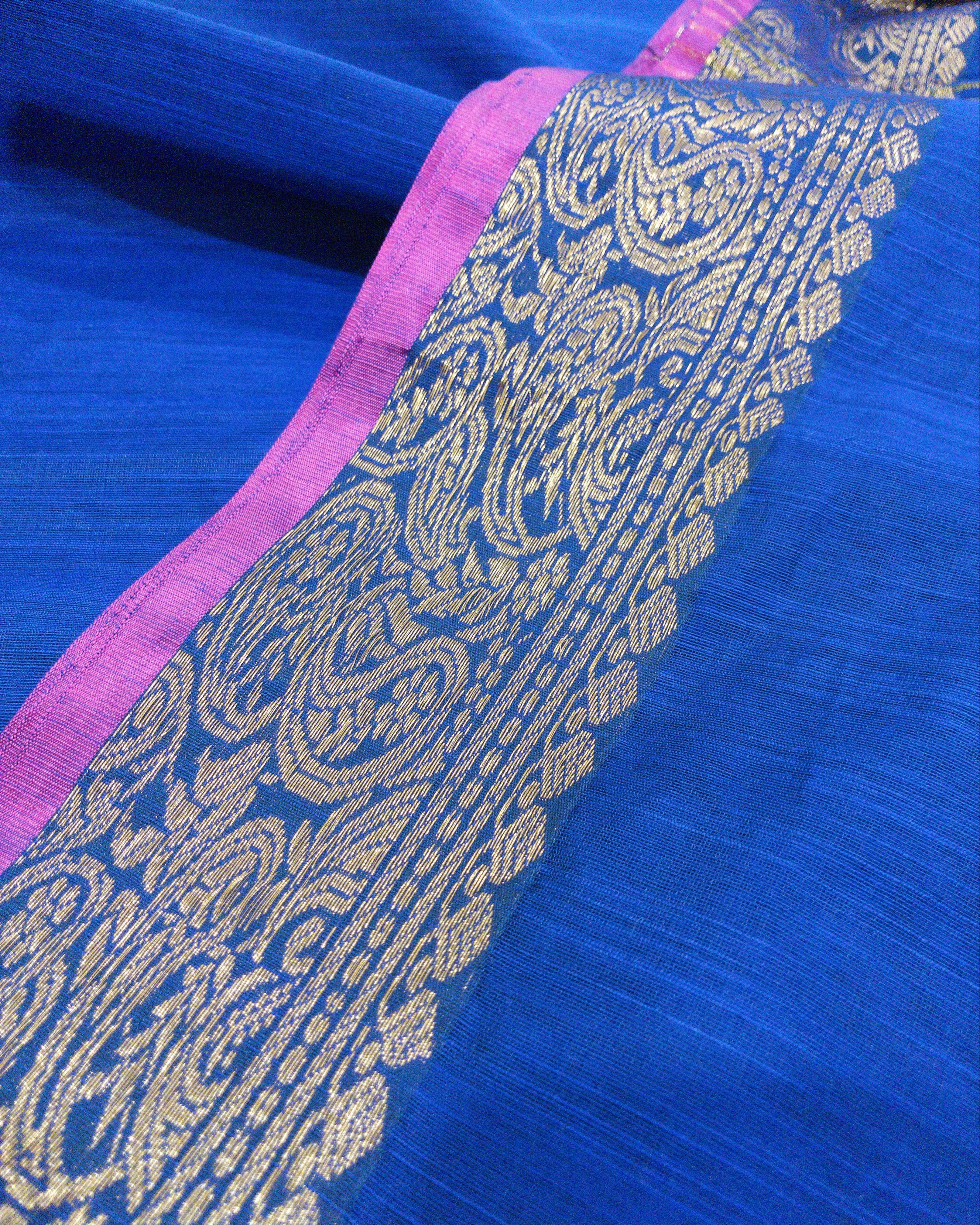 Deep Blue Viscose Saree with Banarsi Boarder