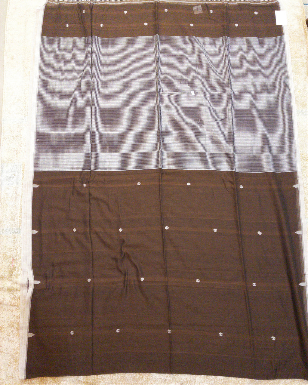 Chocolate Mul Cotton Saree
