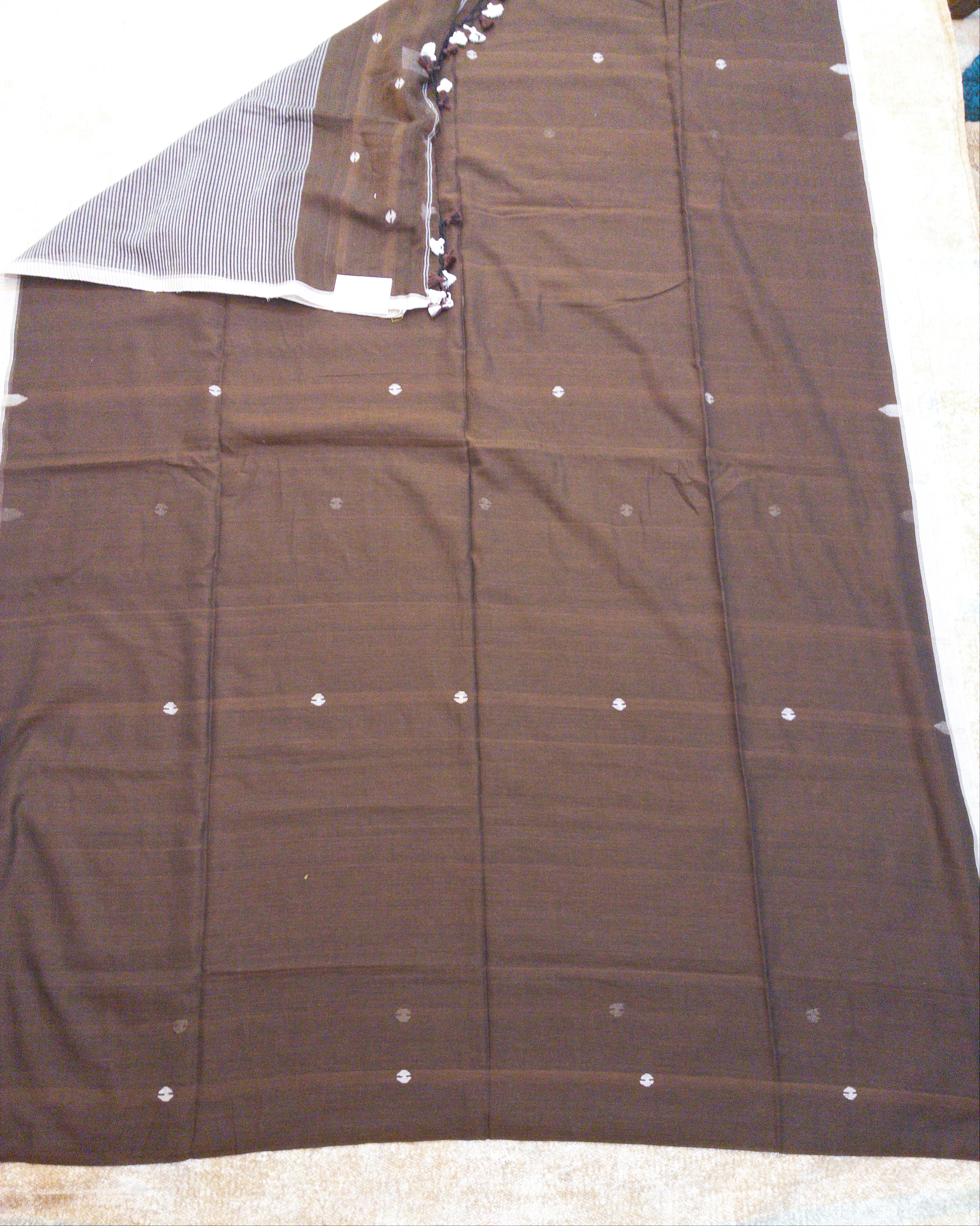 Chocolate Mul Cotton Saree