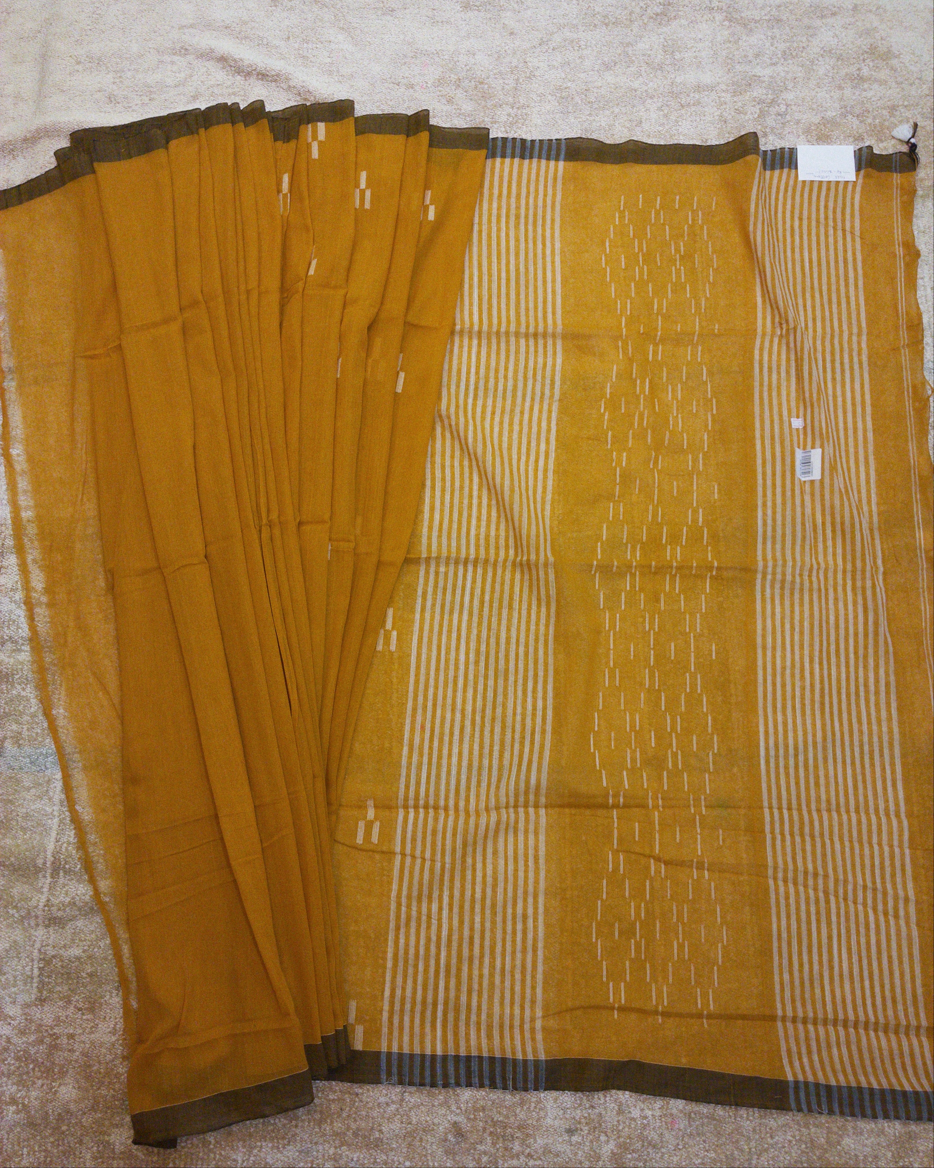 Mustard Mul Cotton Saree