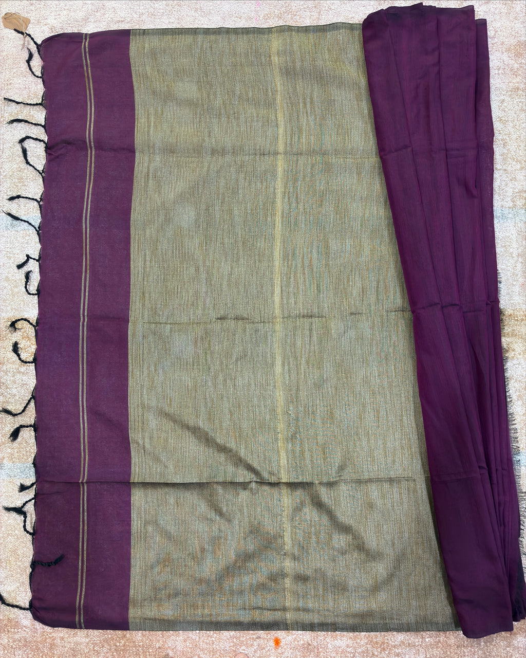 Wine Color Khadi Saree