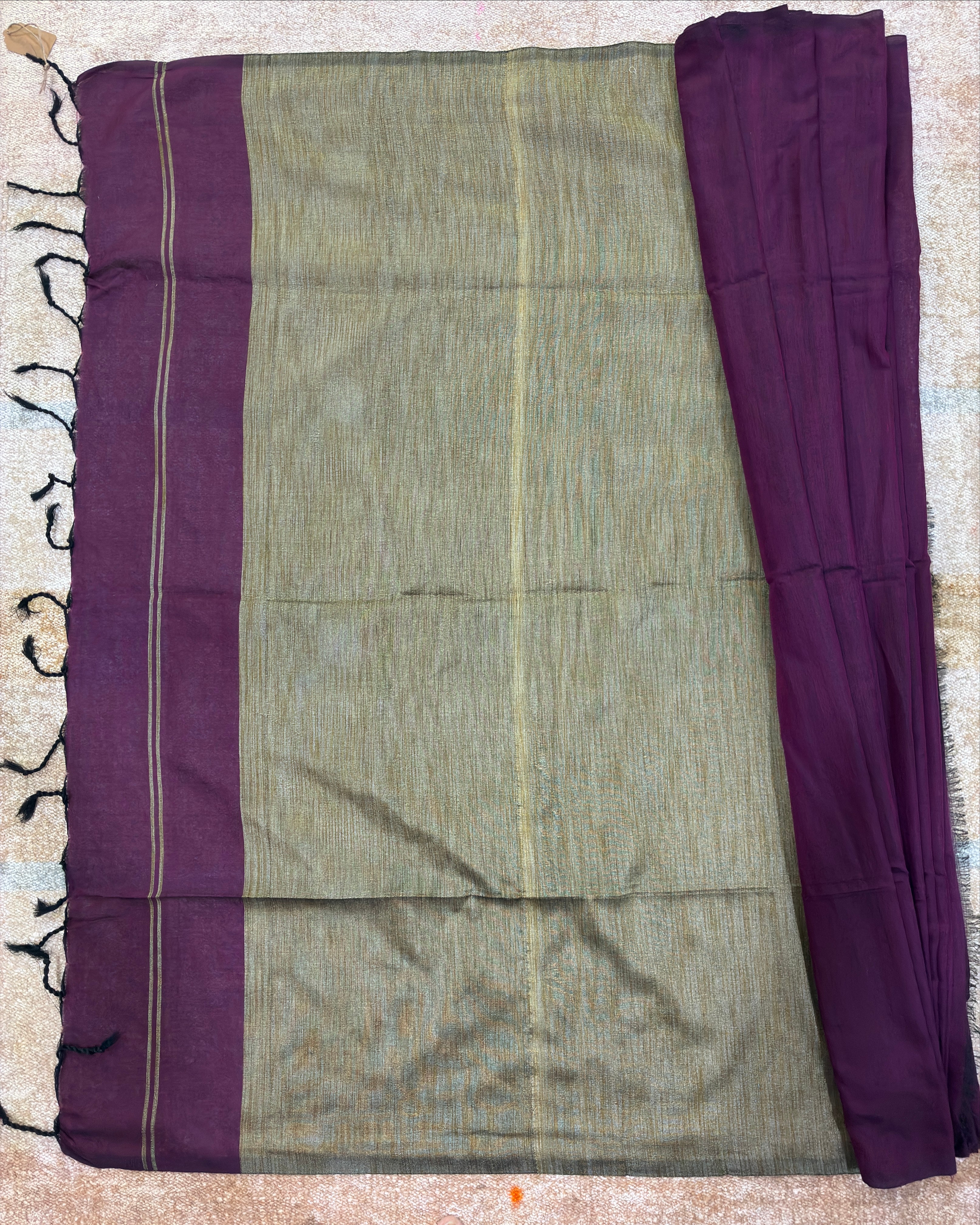Wine Color Khadi Saree
