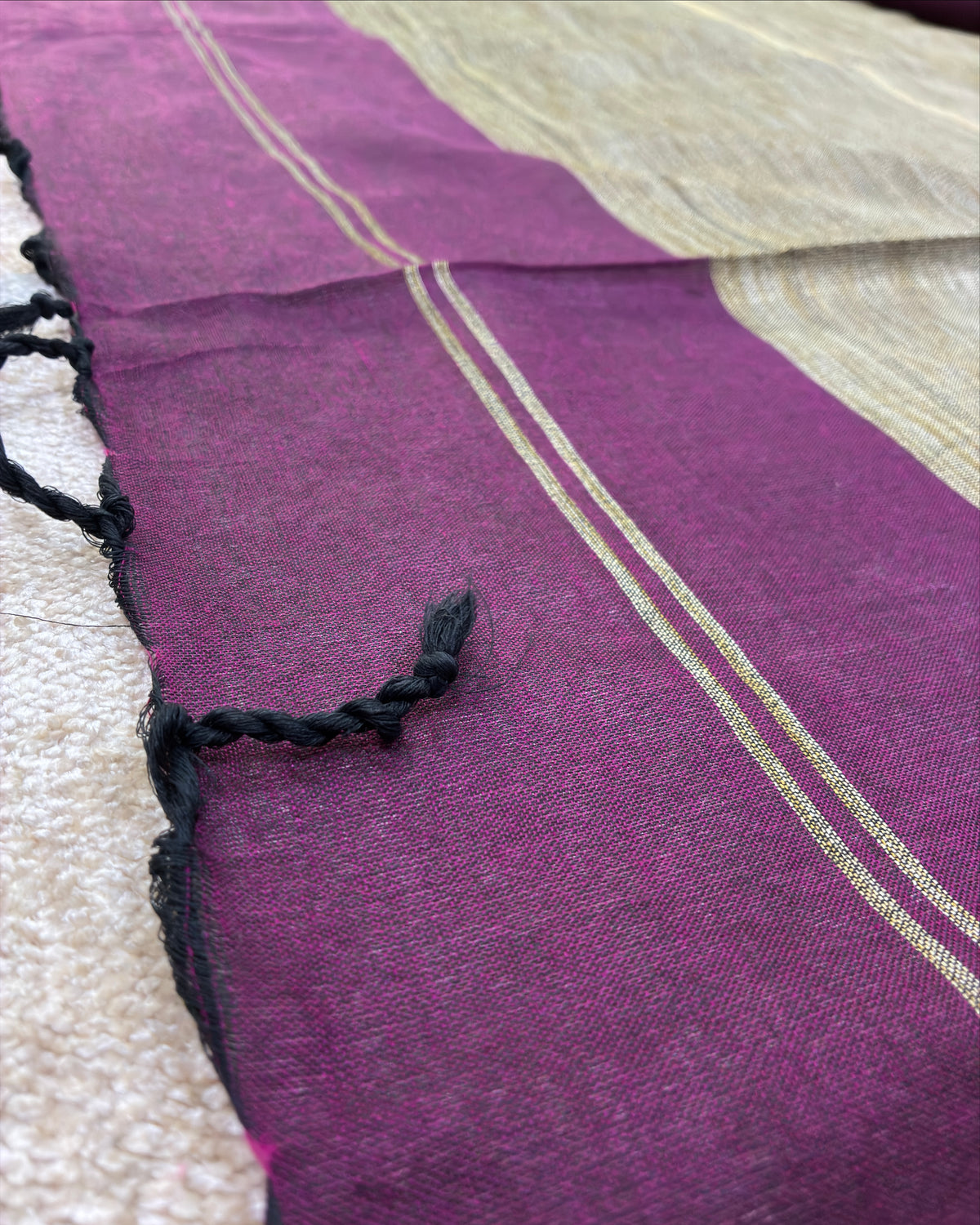 Wine Color Khadi Saree