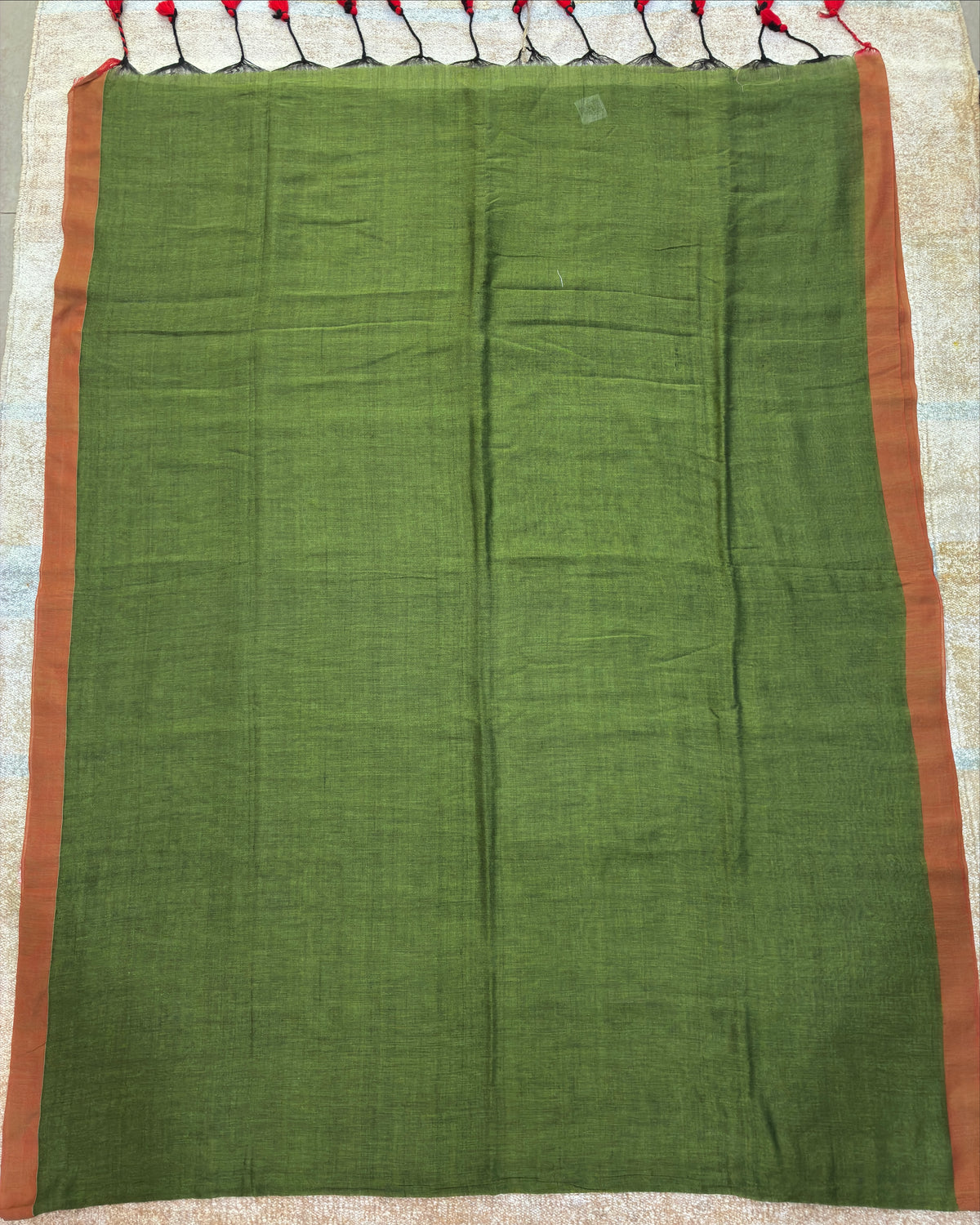 Olive Khadi Saree with Elephant Print BP