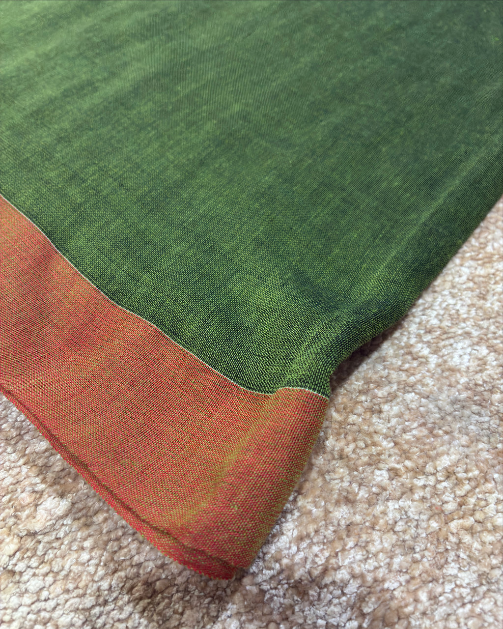 Olive Khadi Saree with Elephant Print BP