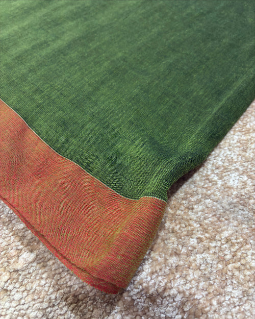 Olive Khadi Saree with Elephant Print BP