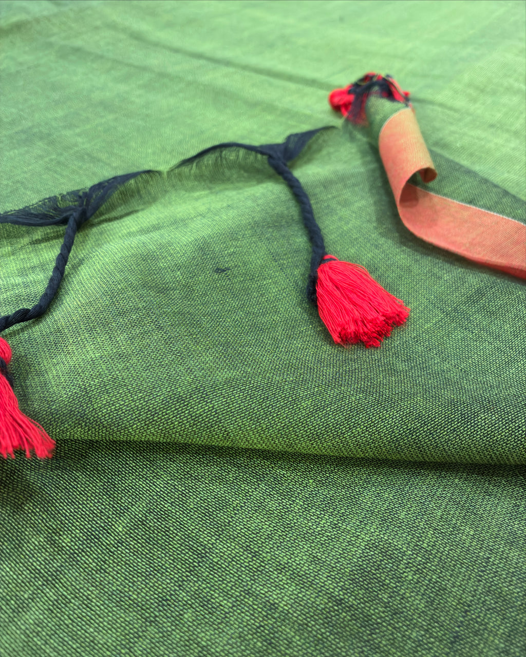 Olive Khadi Saree with Elephant Print BP