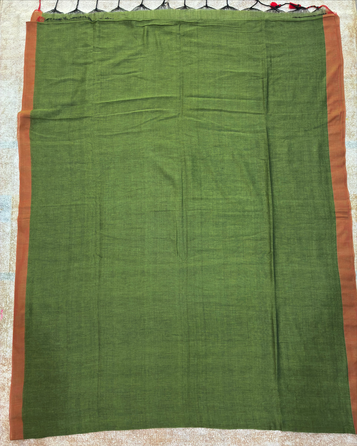 Olive Khadi Saree with Elephant Print BP