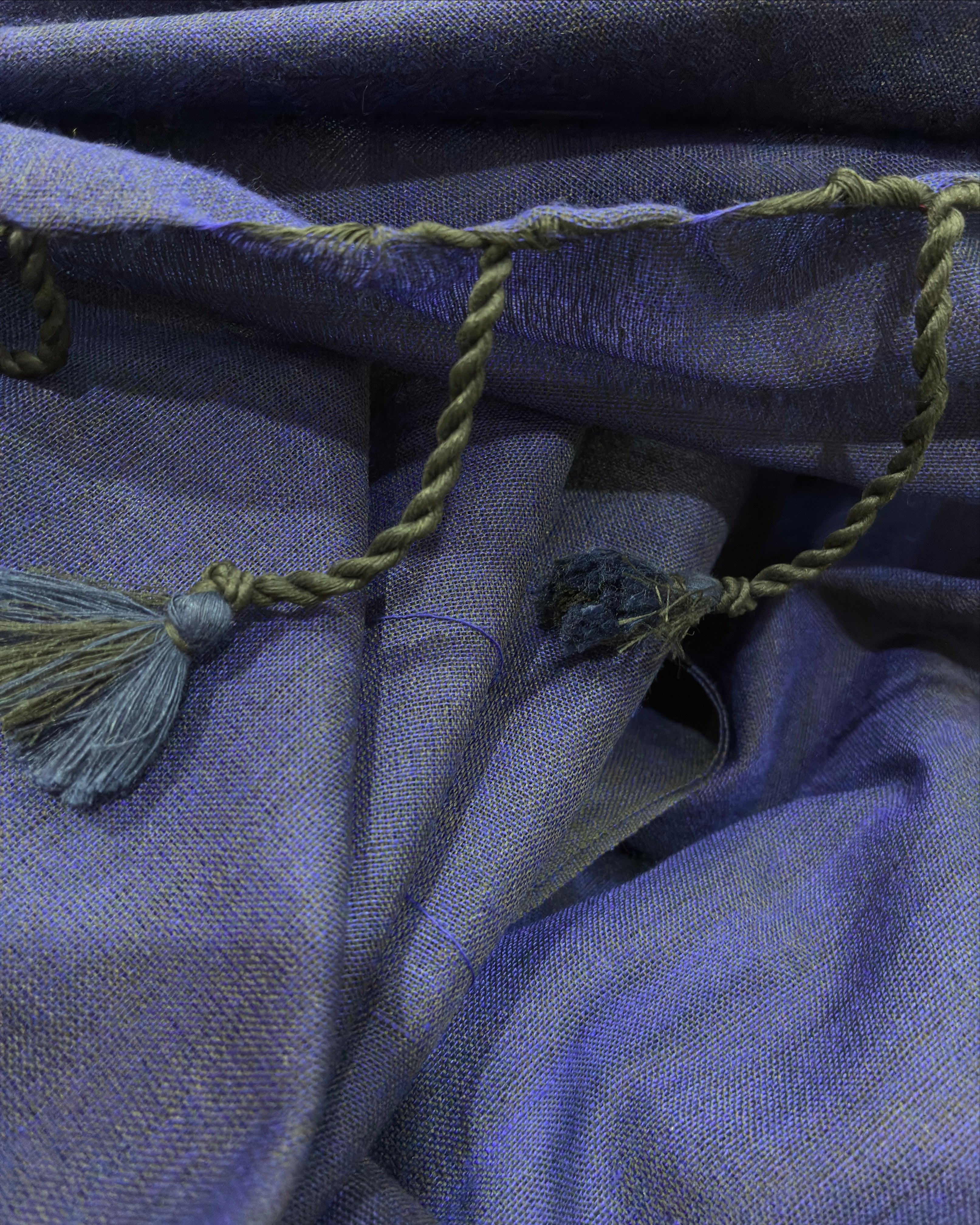 Navy Blue Khadi Saree with Kantha Work BP