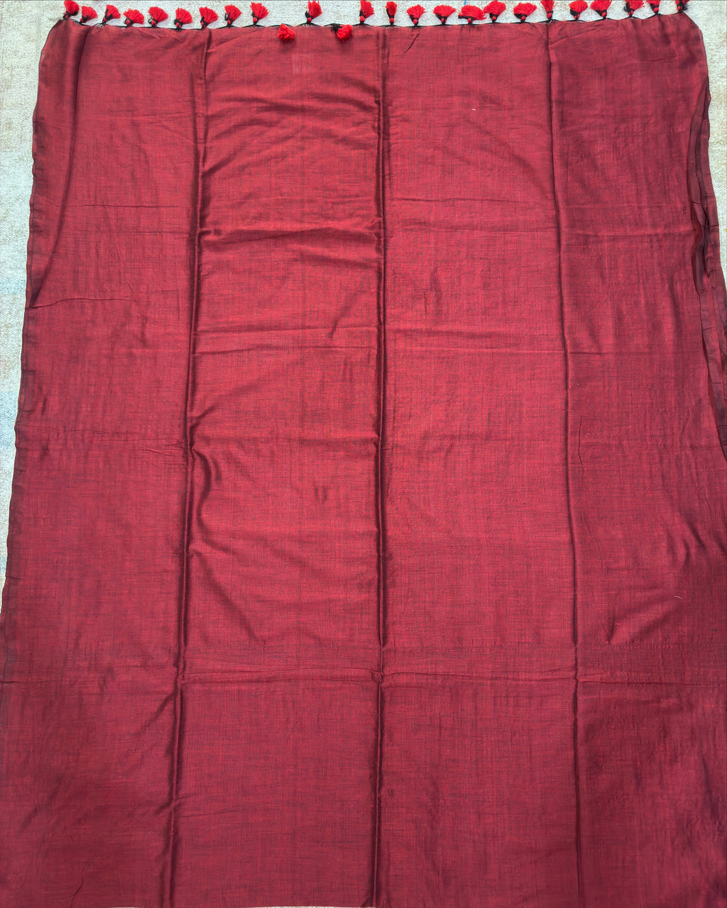 Red Khadi Saree with Kantha Work BP