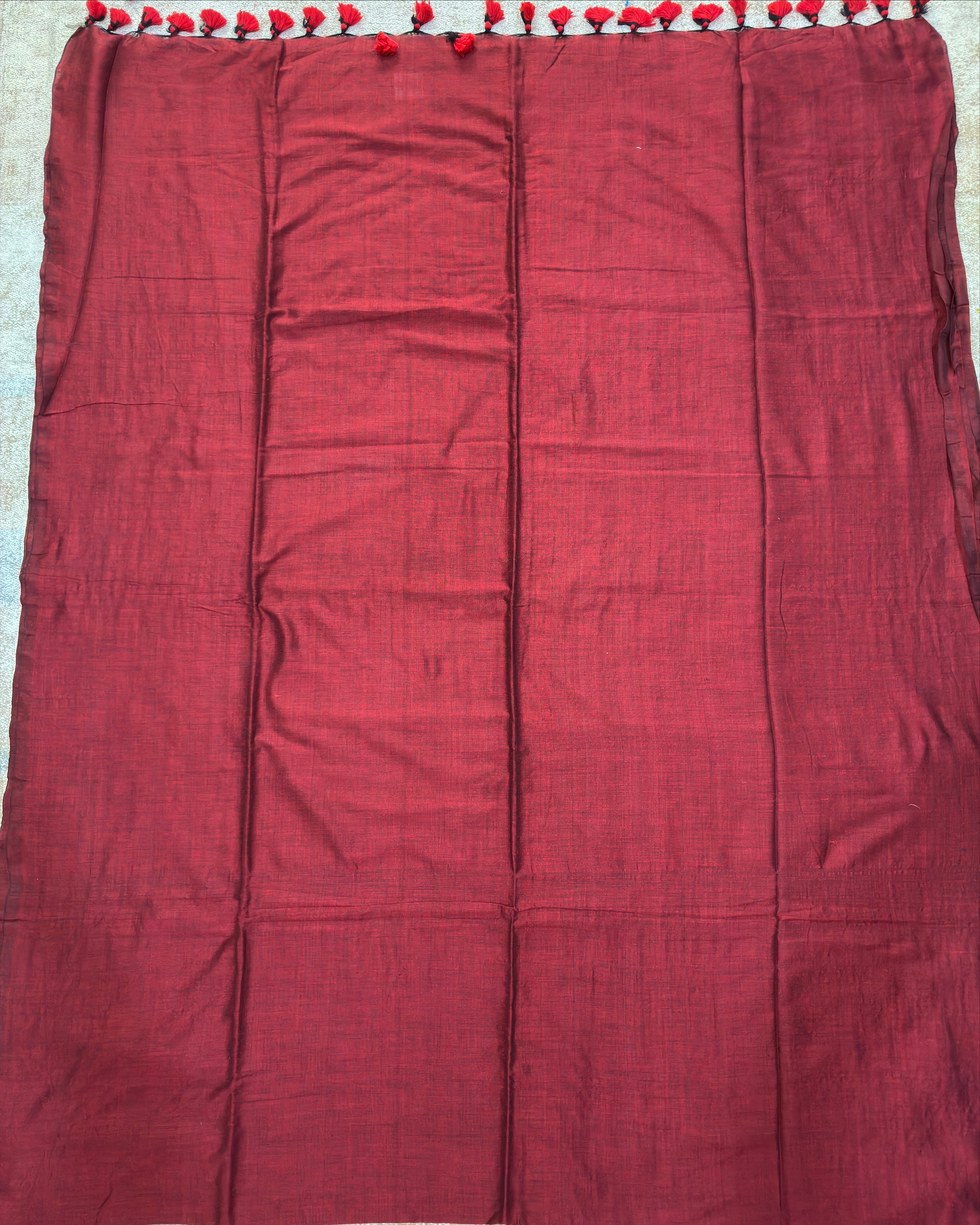 Red Khadi Saree with Kantha Work BP