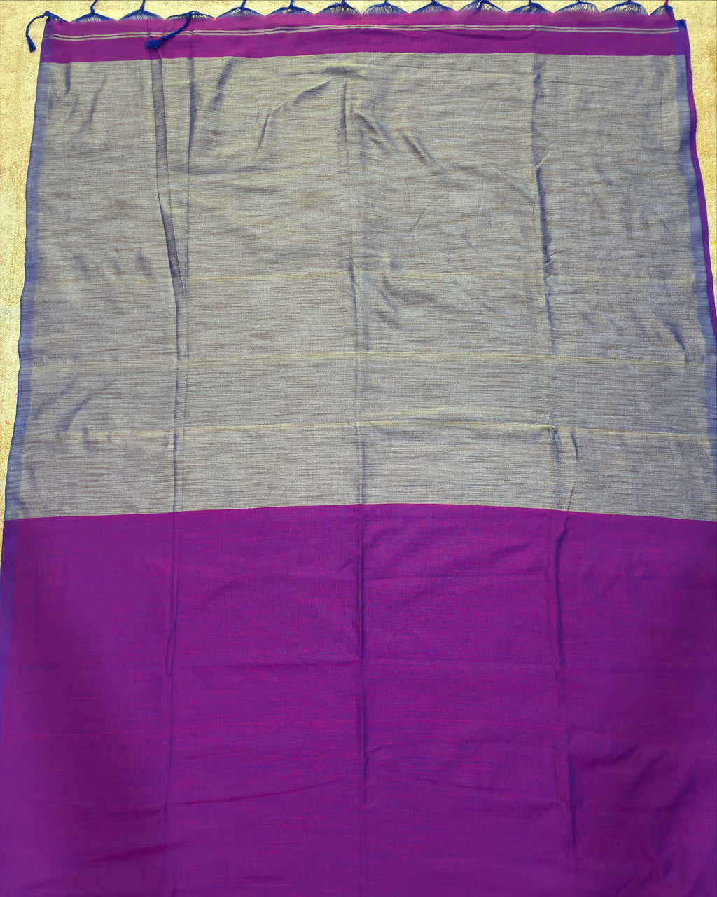 Royal Purple Khadi Cotton Saree with Blouse Piece