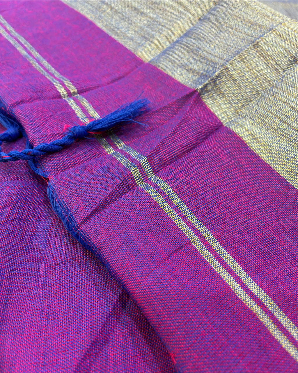 Royal Purple Khadi Cotton Saree with Blouse Piece