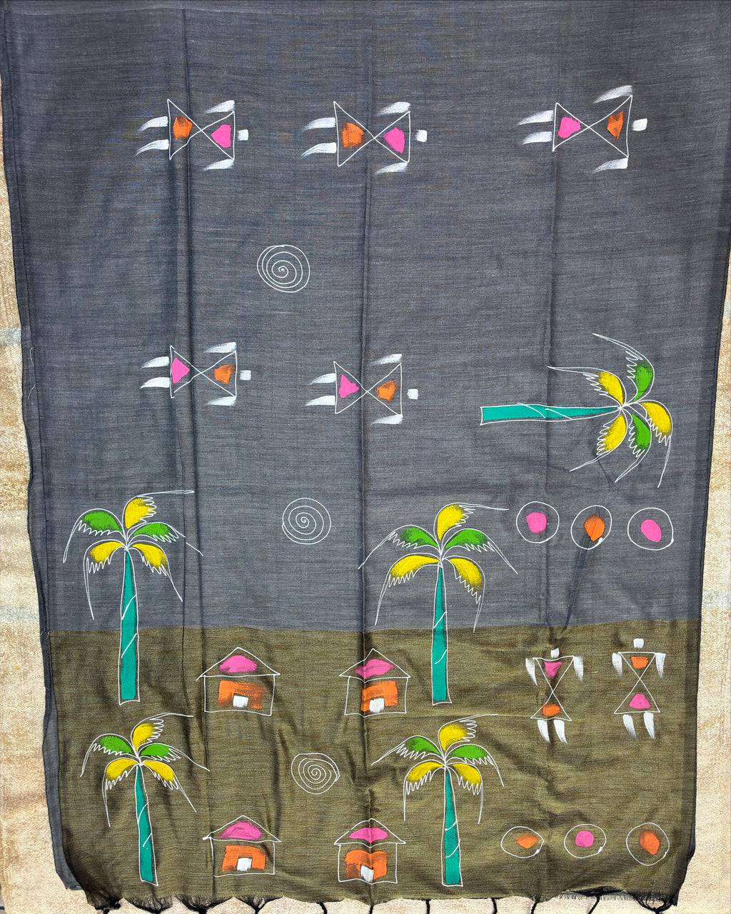 Ash Color Khadi Saree