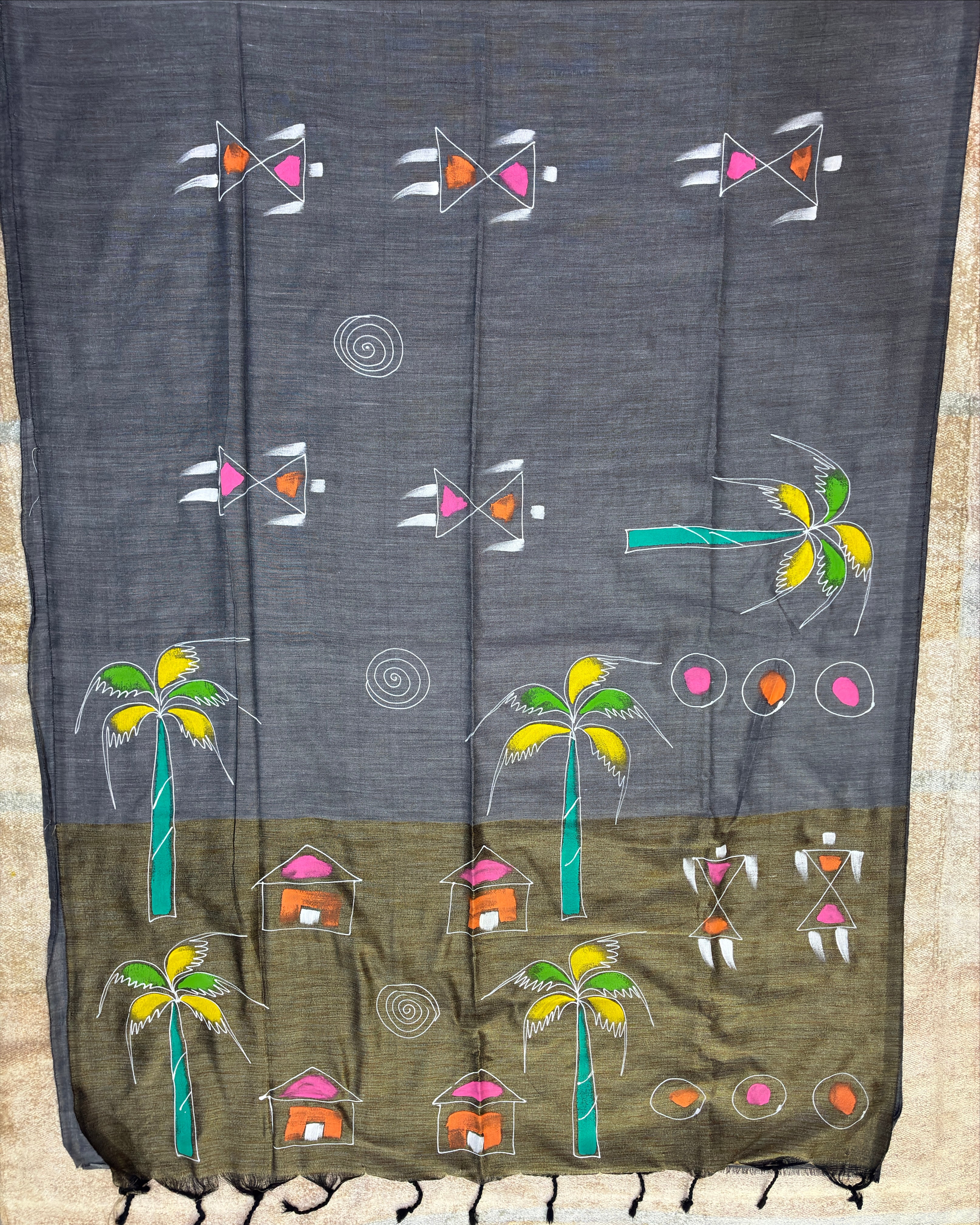 Ash Color Khadi Saree