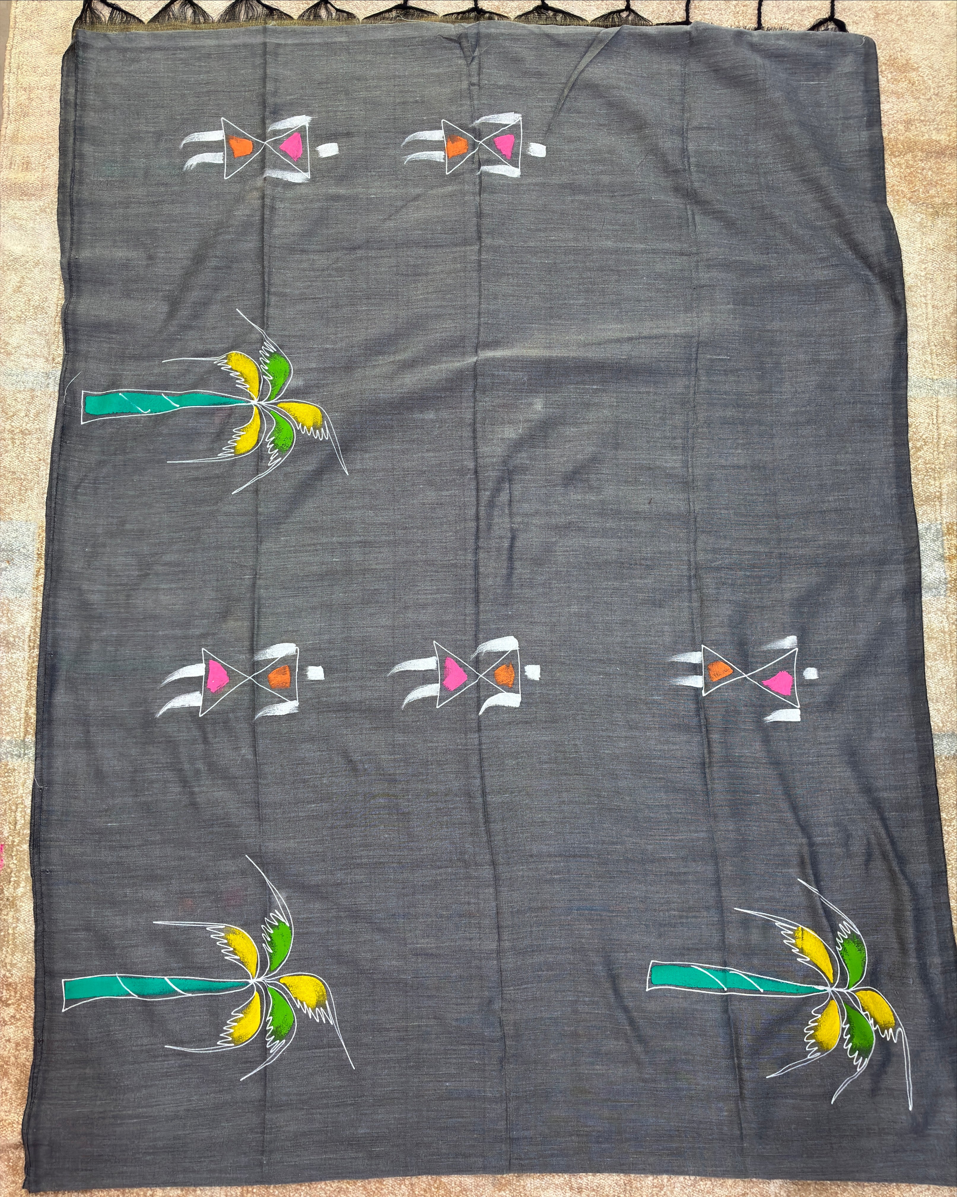 Ash Color Khadi Saree