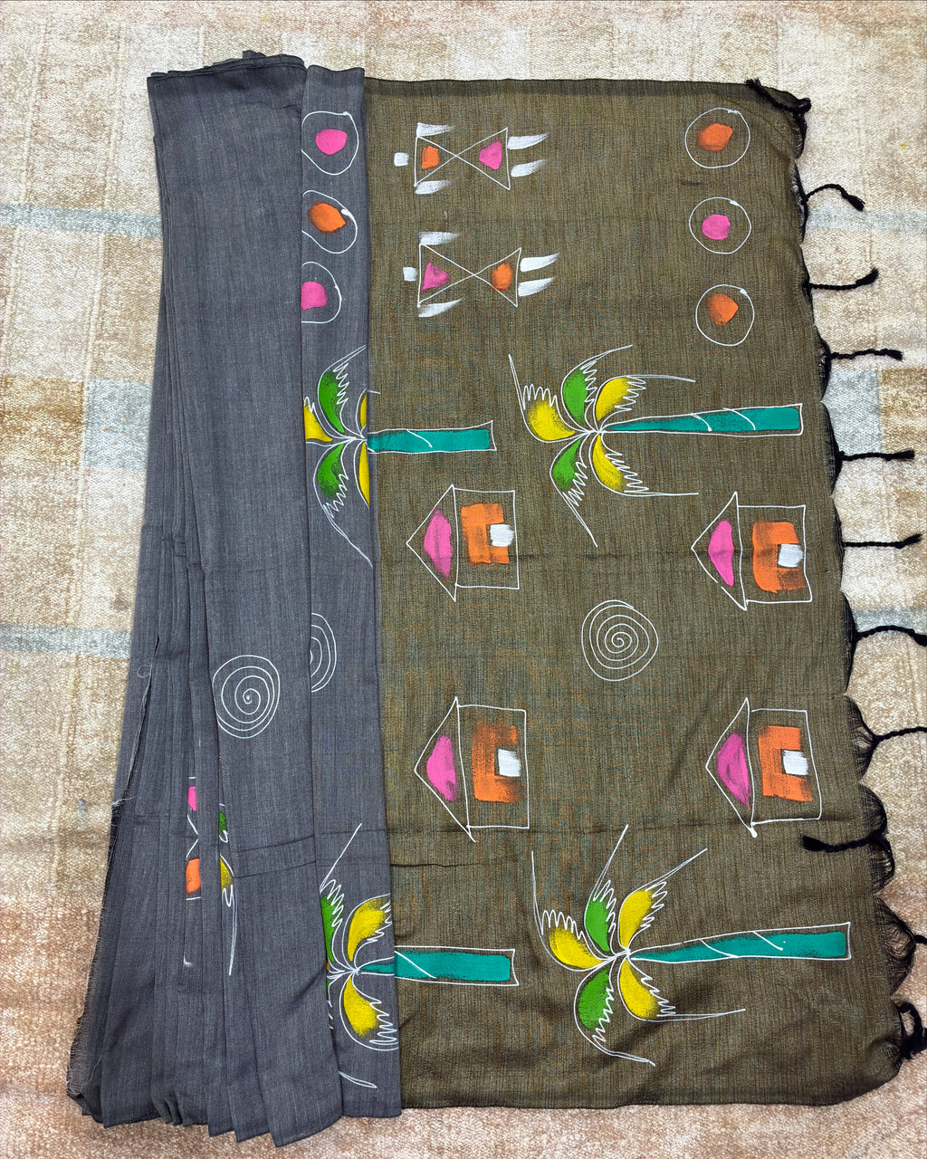 Ash Color Khadi Saree