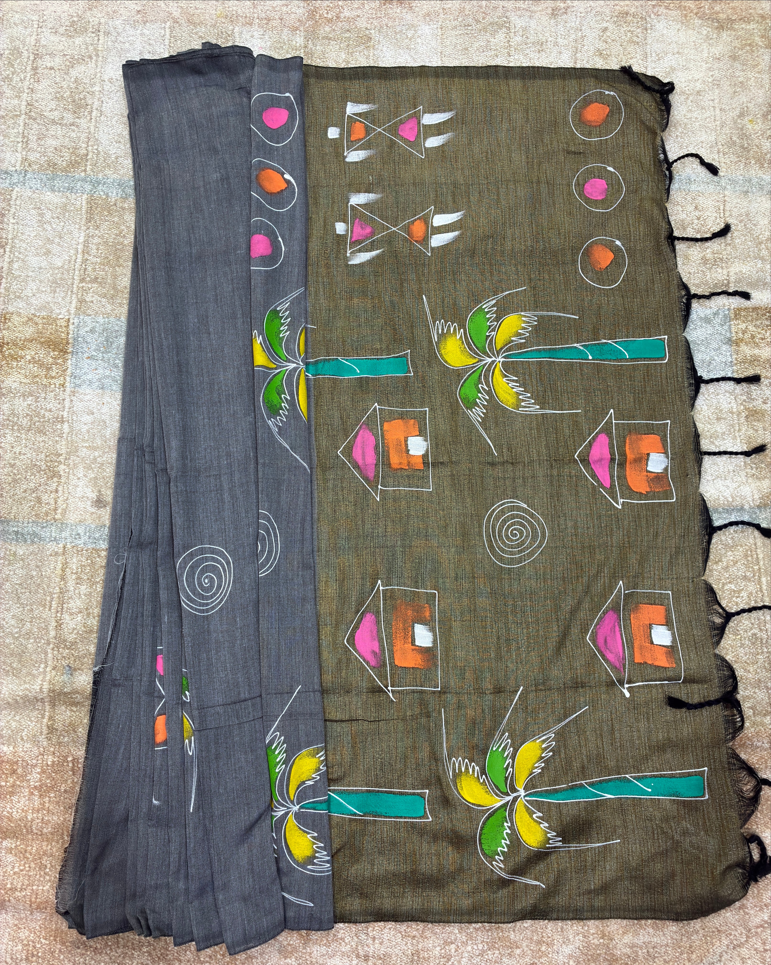 Ash Color Khadi Saree