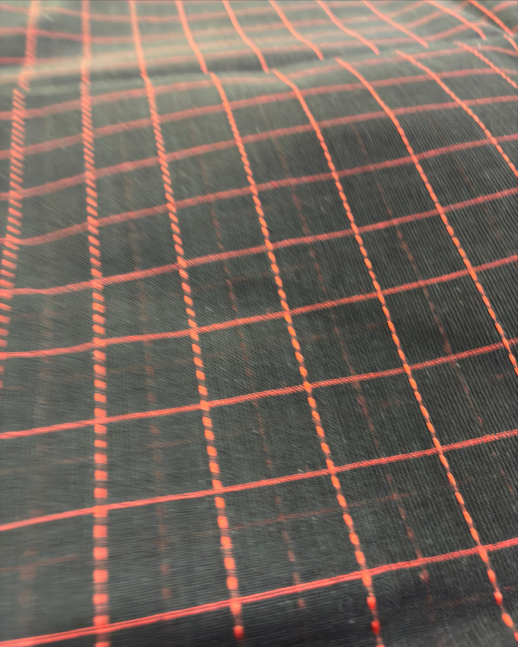 Black Gadwal Cotton Saree with Red Border