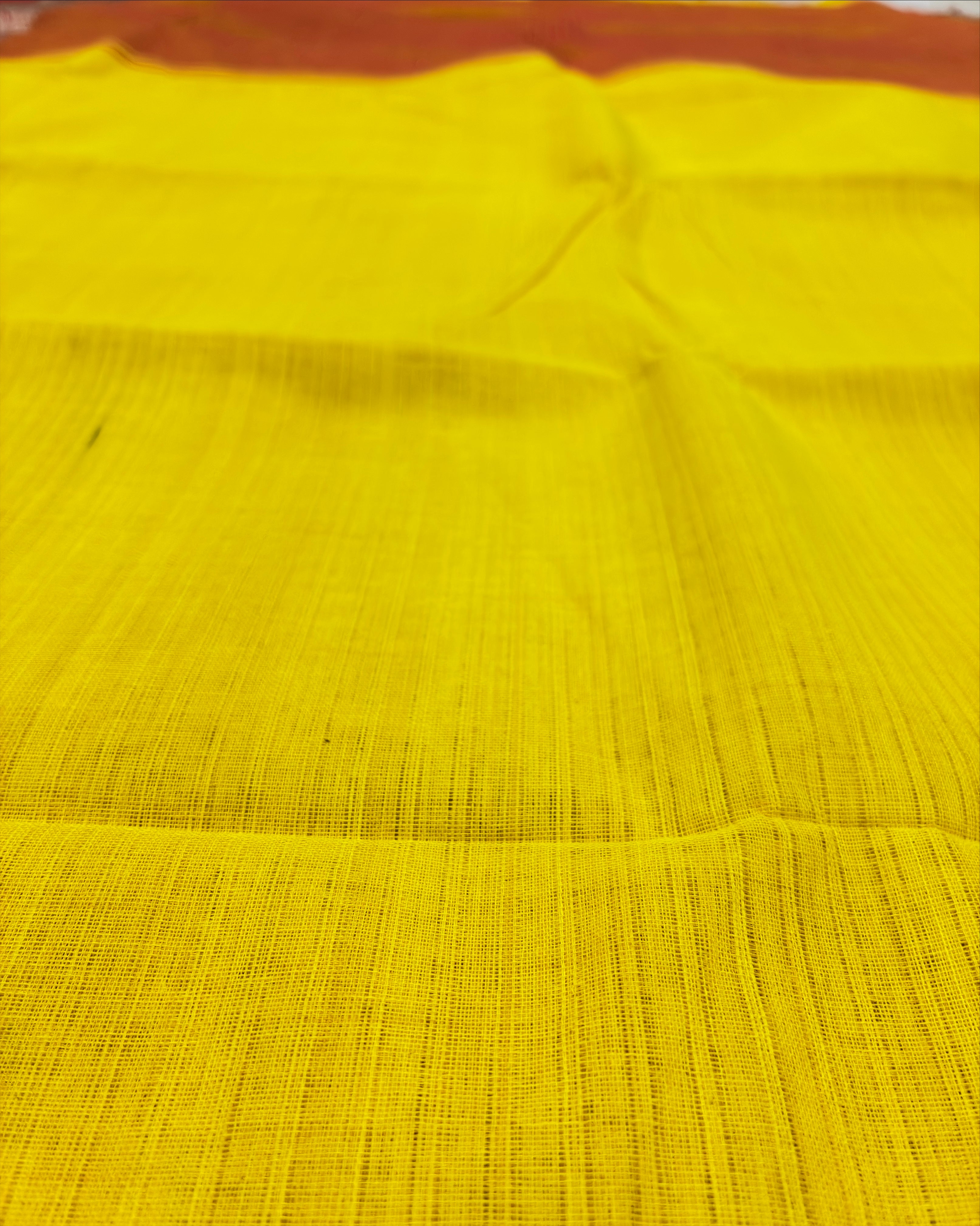 Yellow Dhanchora Cotton Saree with Orange Border