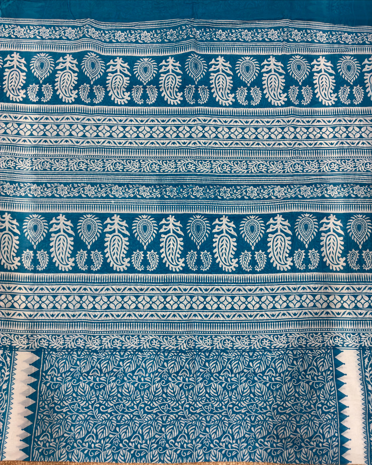 Blue Cotton Saree with Prints