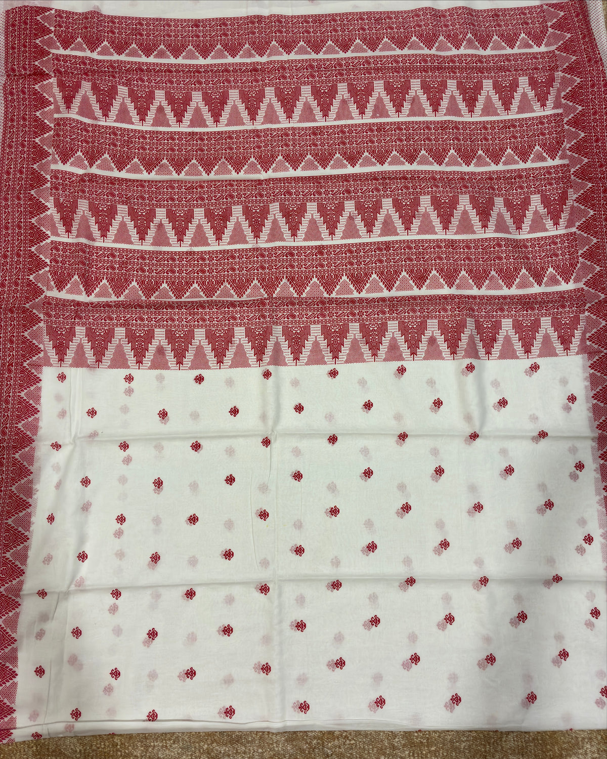 Bengali Cotton Saree with Red Border