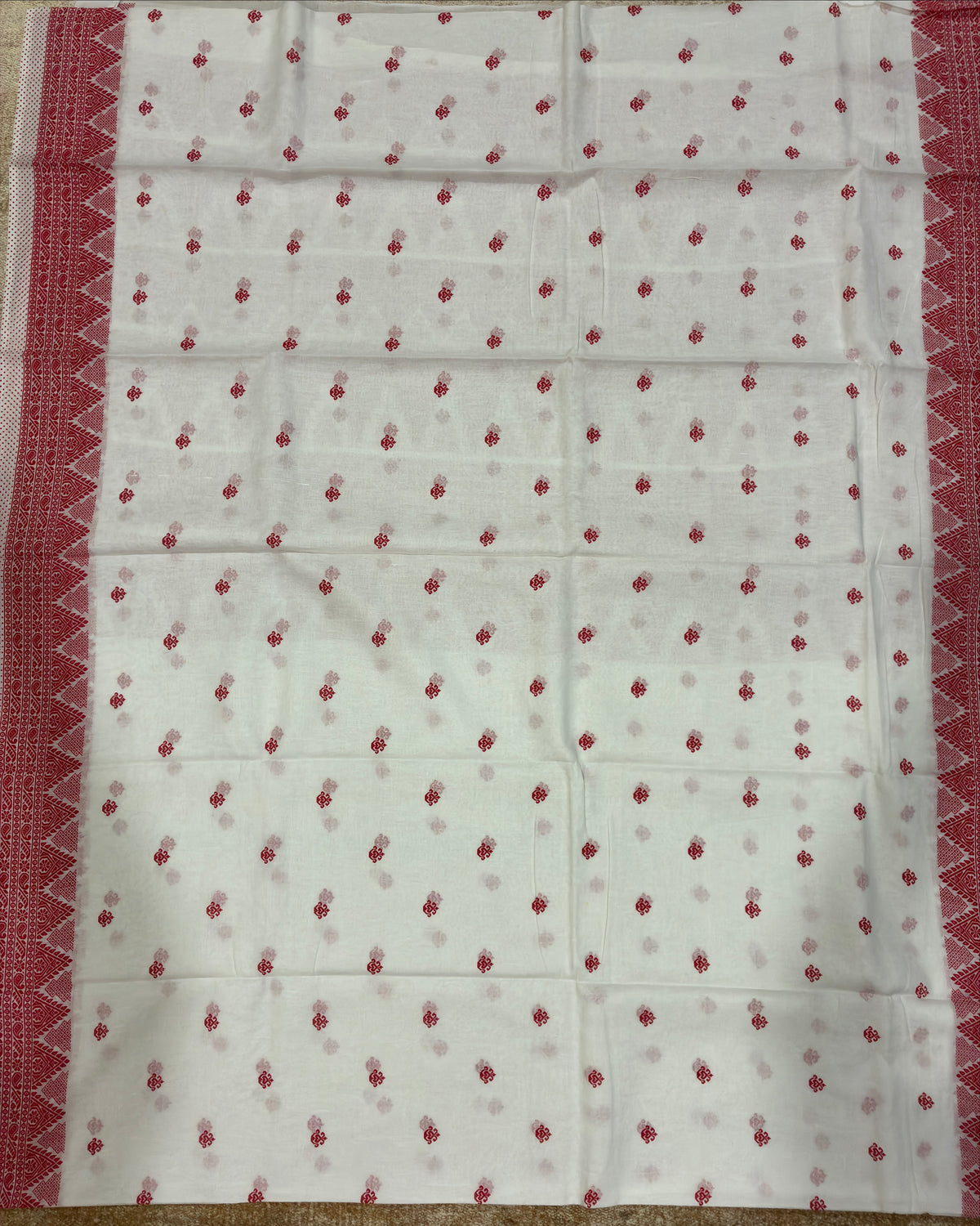 Bengali Cotton Saree with Red Border