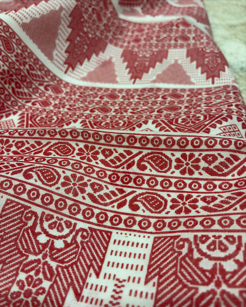Bengali Cotton Saree with Red Border