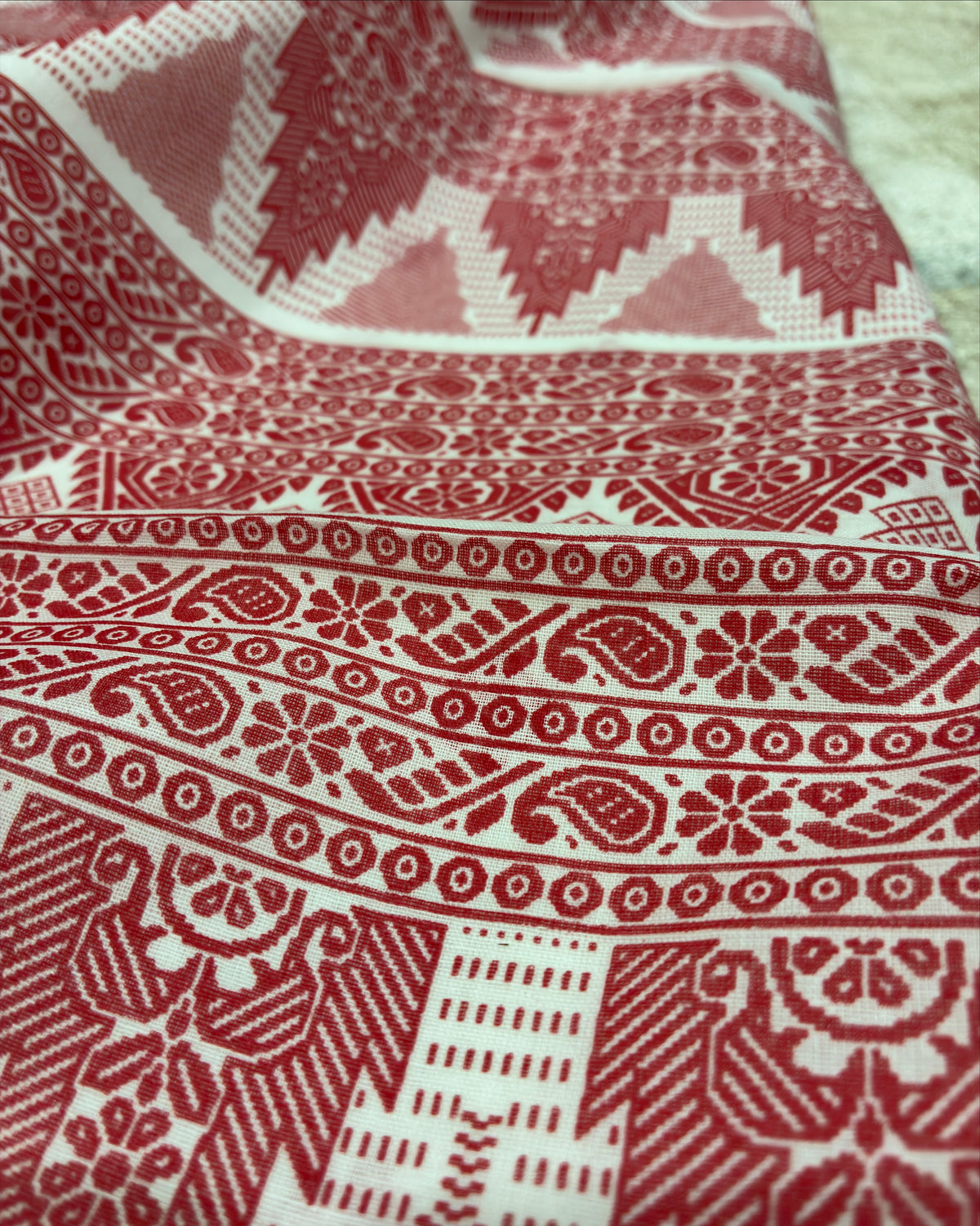 Bengali Cotton Saree with Red Border