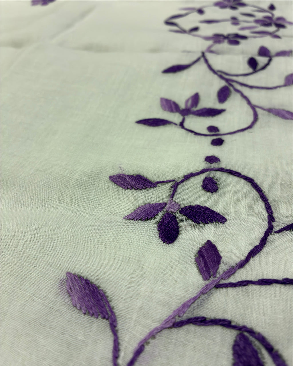 White Organdi Stitch Cotton Saree